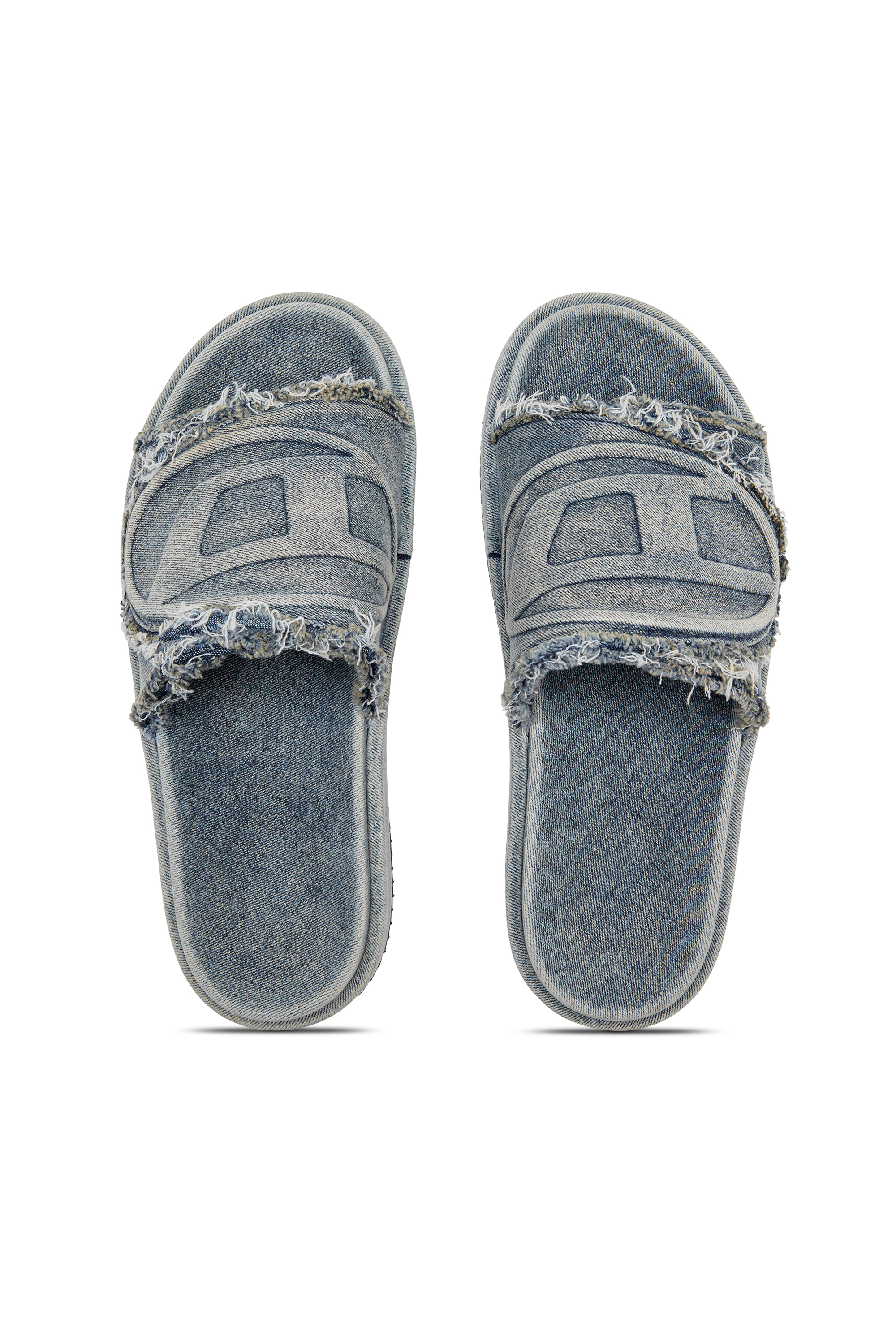 Diesel - SA-SLIDE D OVAL, Chanclas de denim desgastado Unisex in Azul marino - 5