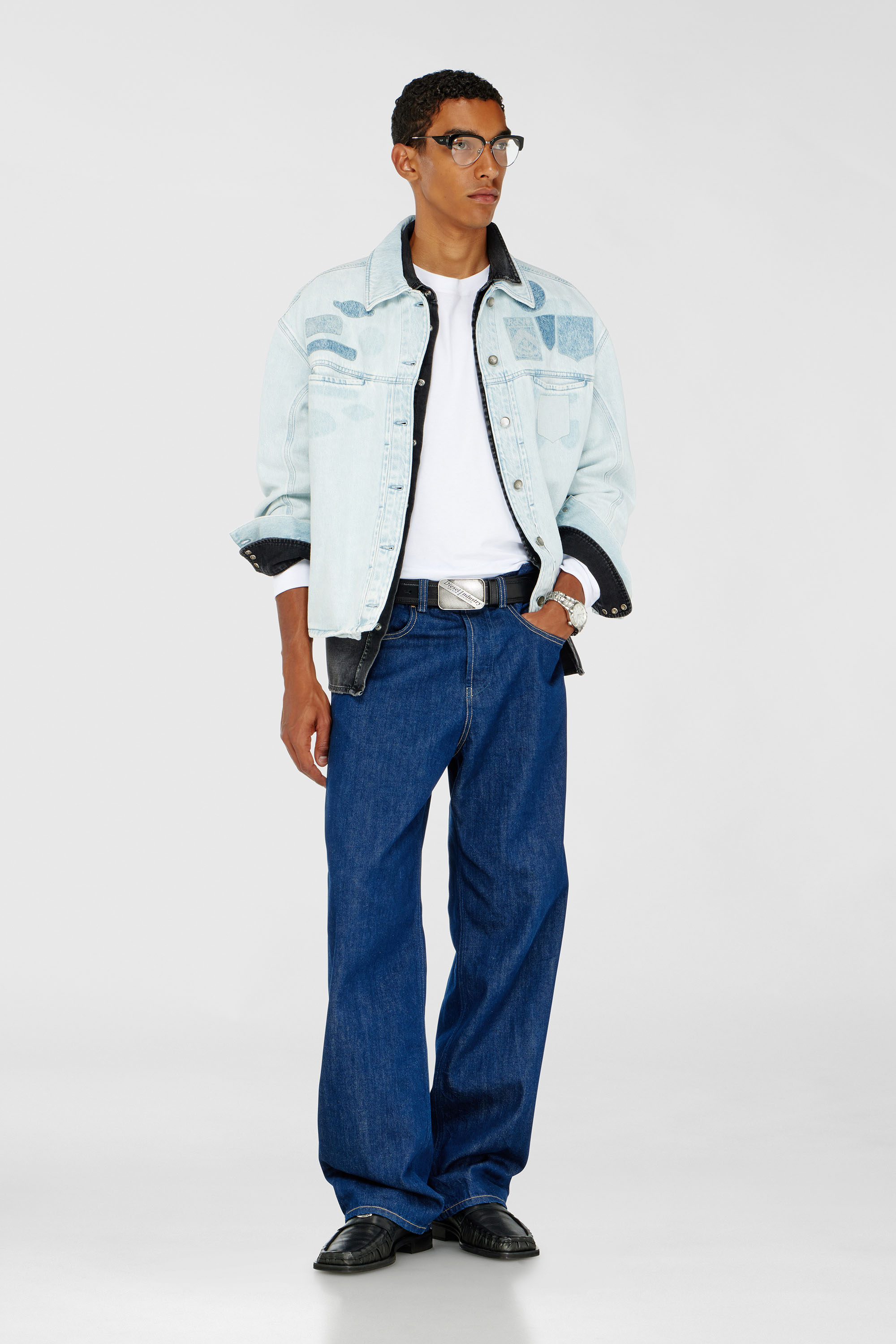 Diesel - D-RYMAVO-S, Sobrecamisa denim con efecto patch Unisex in Azul marino - 2