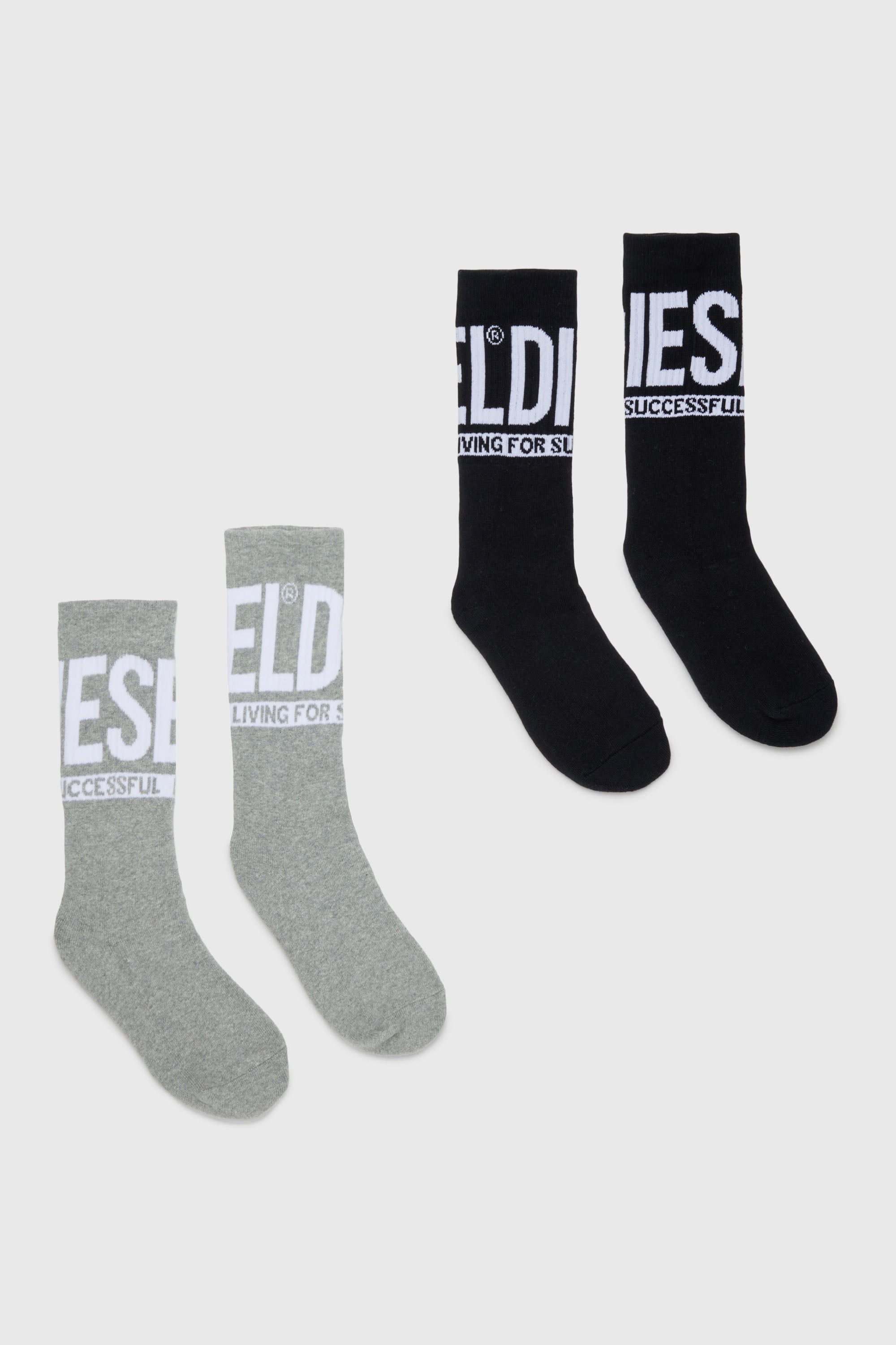 Diesel - SKM-ZRAYBIPACK, Set de dos pares de calcetines con logotipo Hombre in Negro - 1