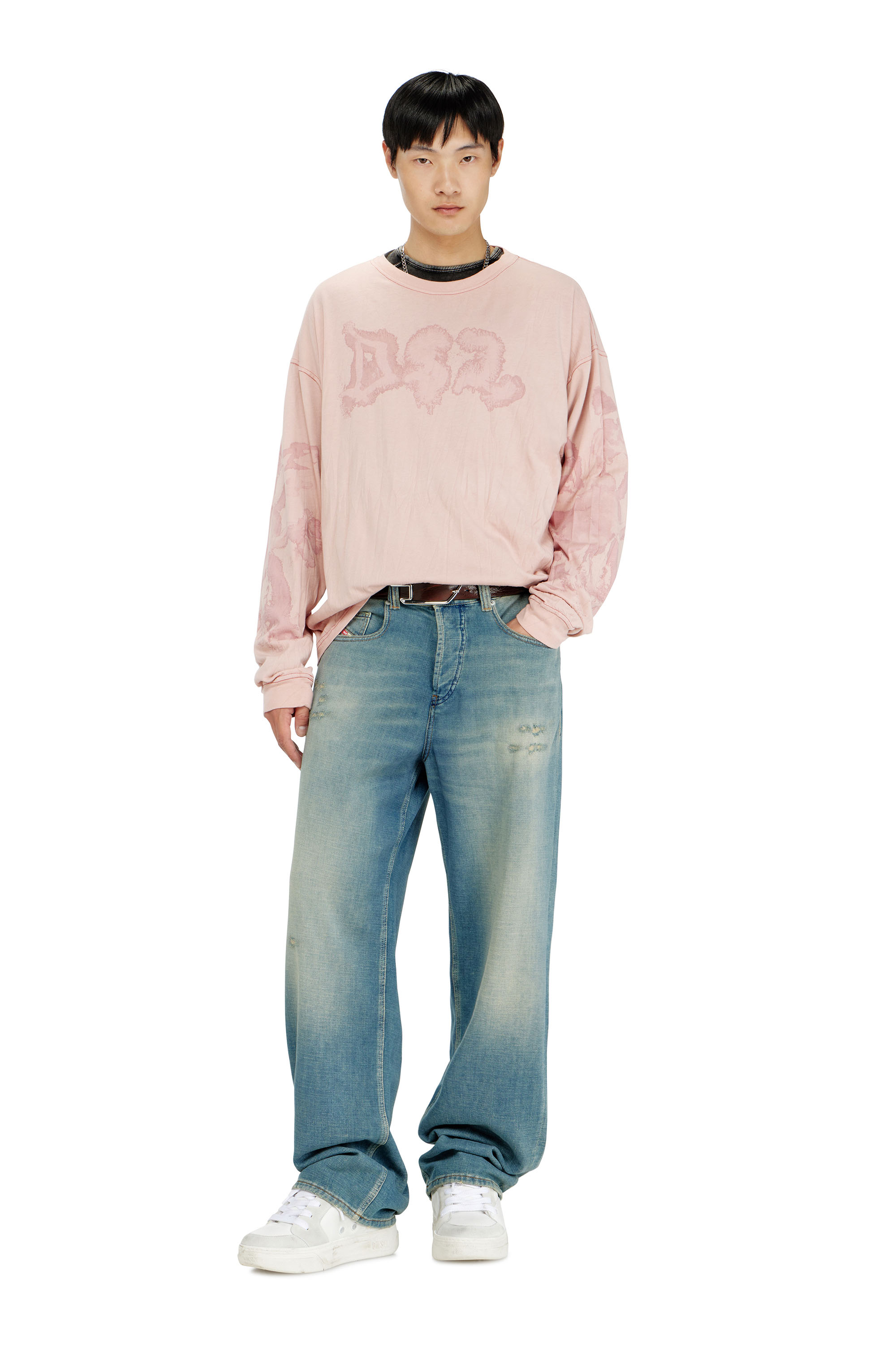 Diesel - T-BOXT-LS-AA4, Camiseta relaxed de manga larga con estampado irregular Hombre in ToBeDefined - 2