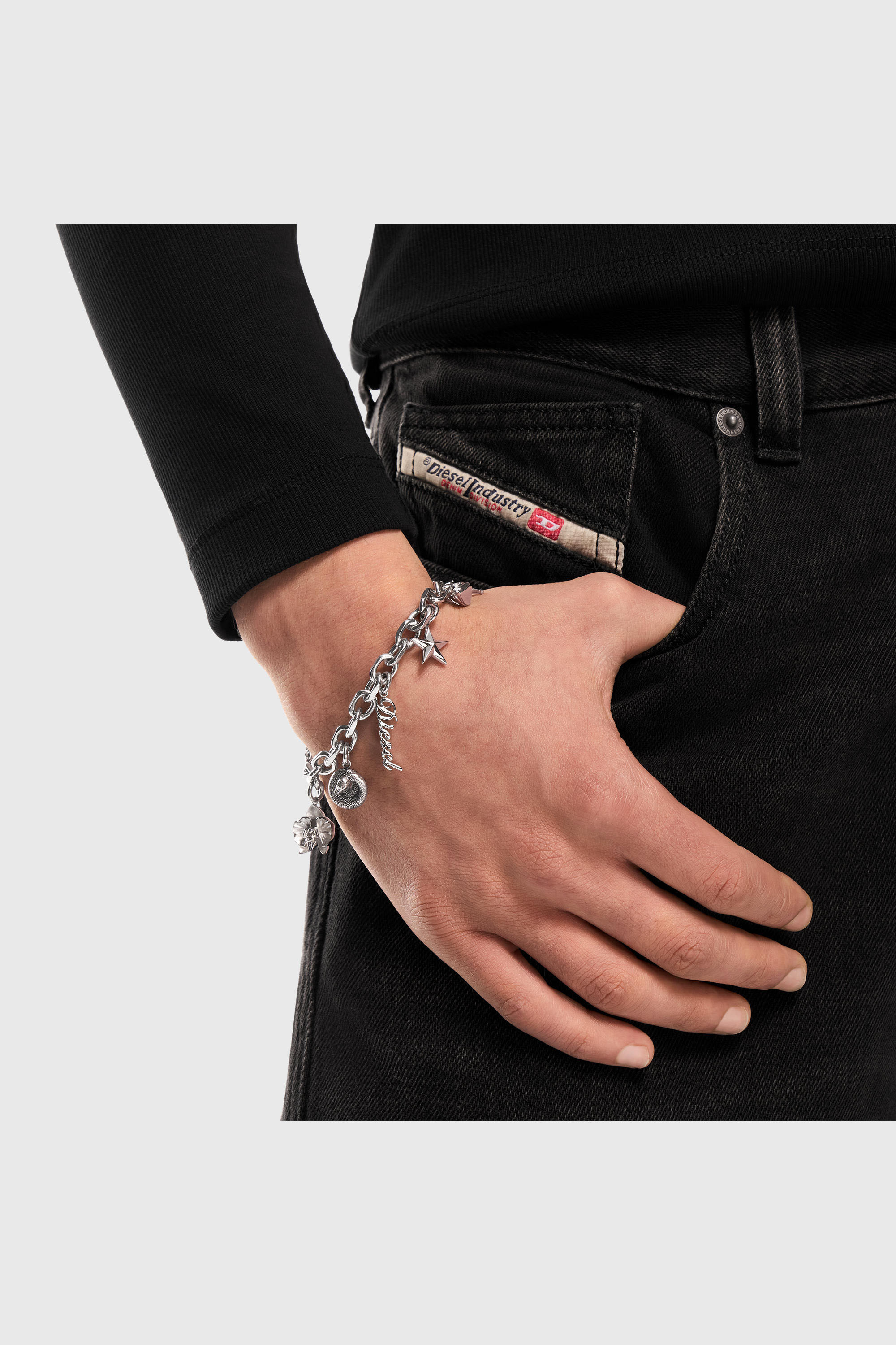 Diesel - DX1744040, Pulsera con charms de acero inoxidable Unisex in Plateado - 5