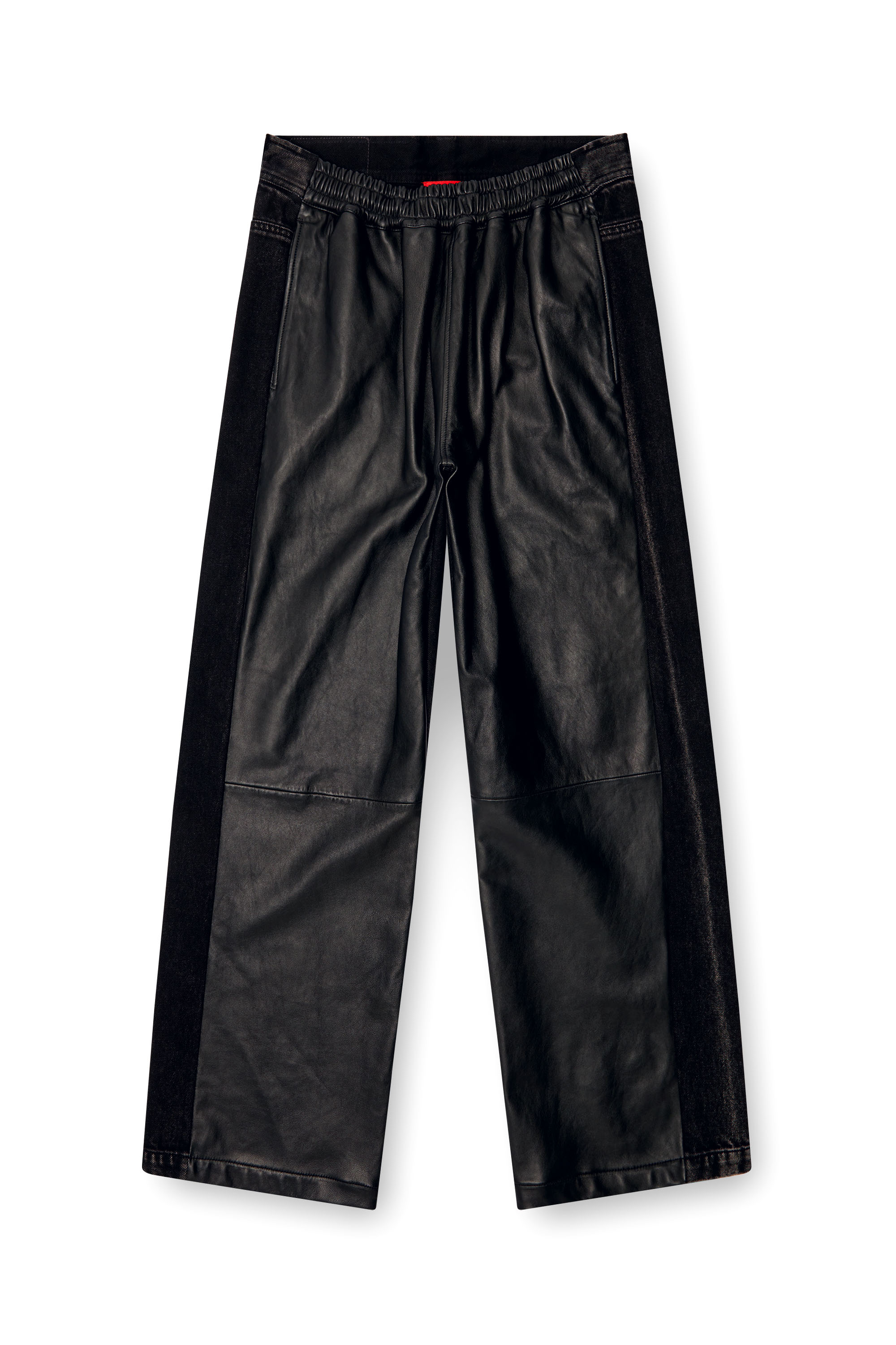 Diesel - P-OCHS, Pantalones híbridos de denim y cuero Hombre in Negro - 3