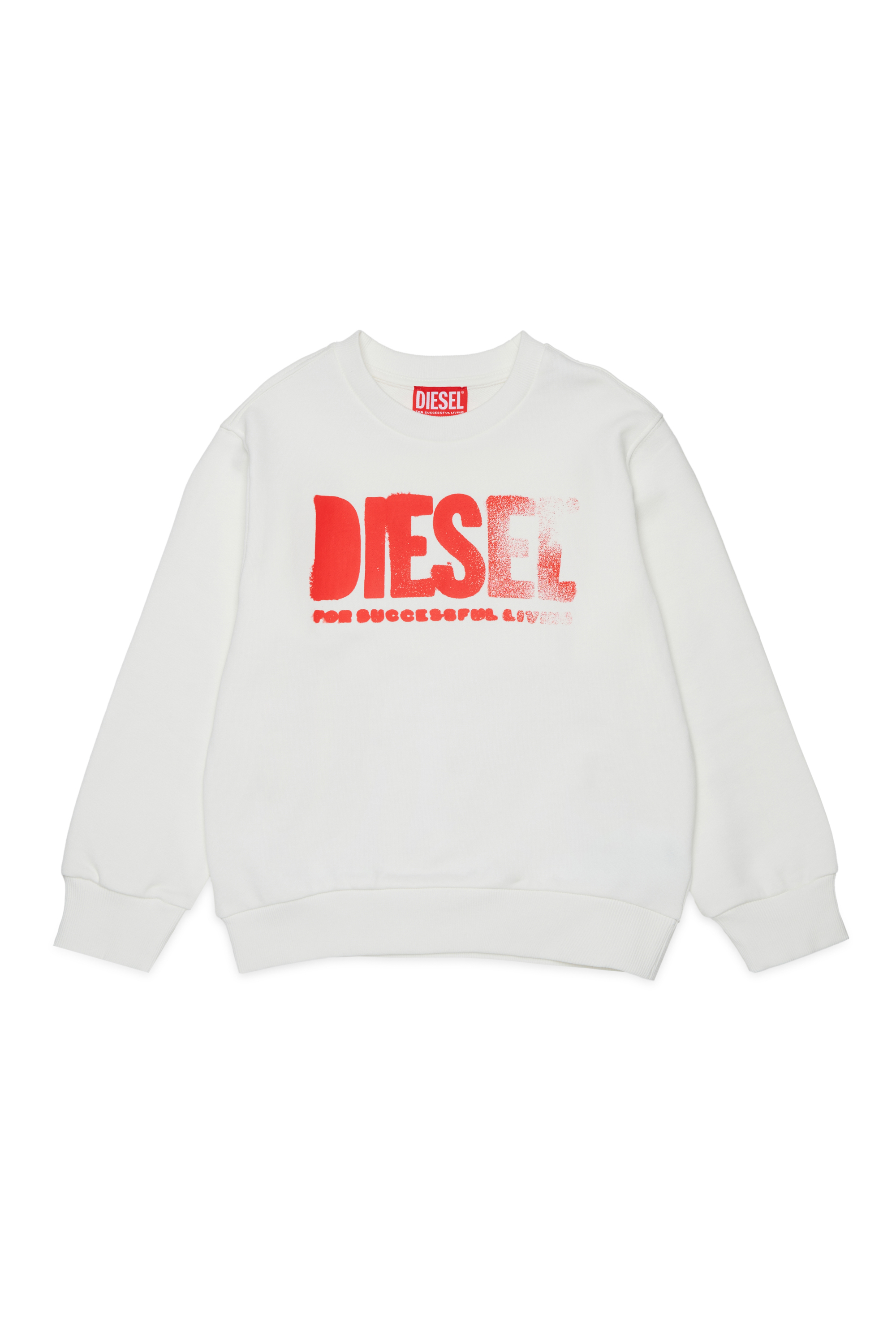 Diesel - SIDER OVER, Sudadera con cuello redondo y estampado maxi del logo Diesel Hombre in Blanco - 1