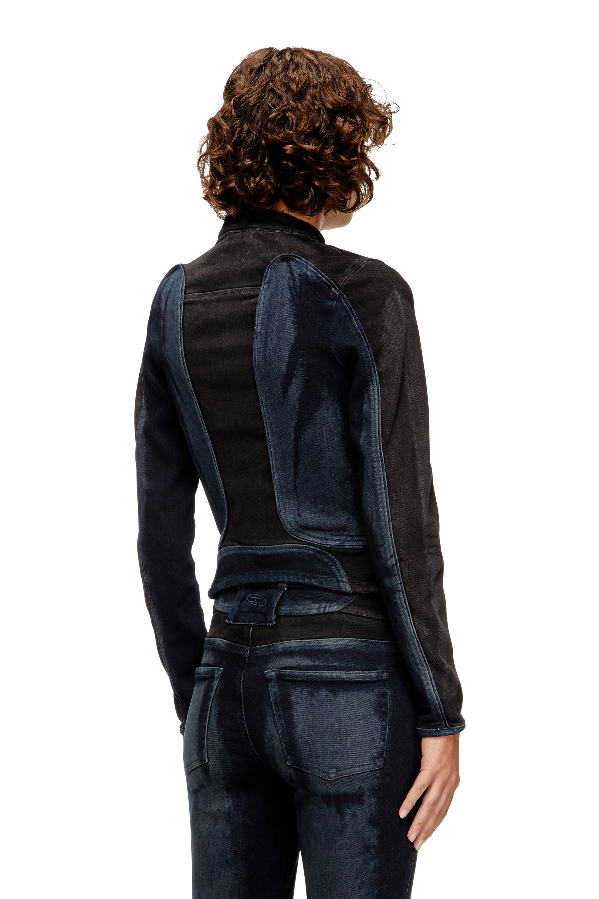 Diesel - DE-MORNY-S, Chaqueta de estilo biker en denim bicolor Mujer in Multicolor - 4