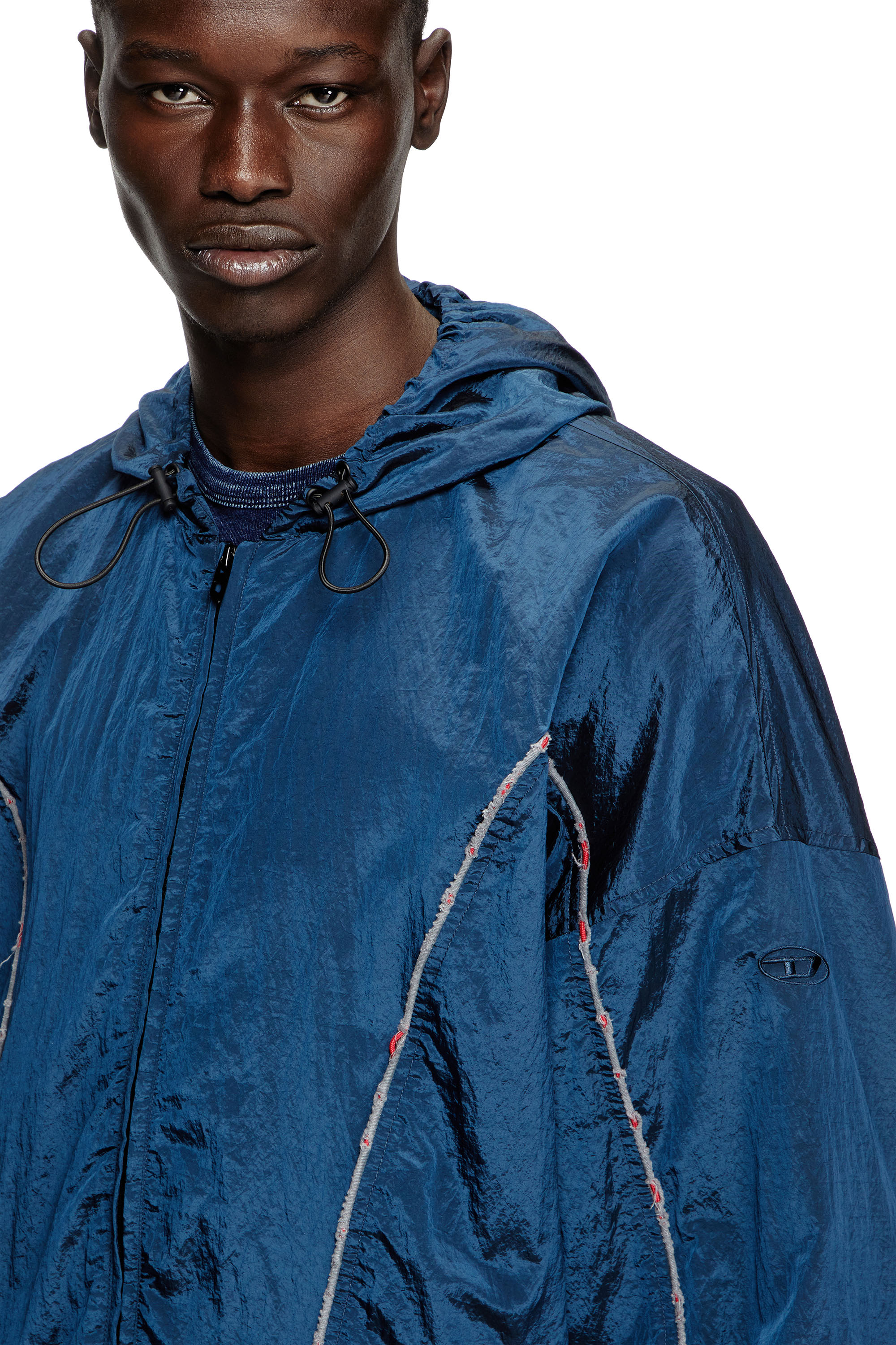 Diesel - J-ANTHEIT, Anorak con ribetes destruidos Hombre in Azul marino - 5