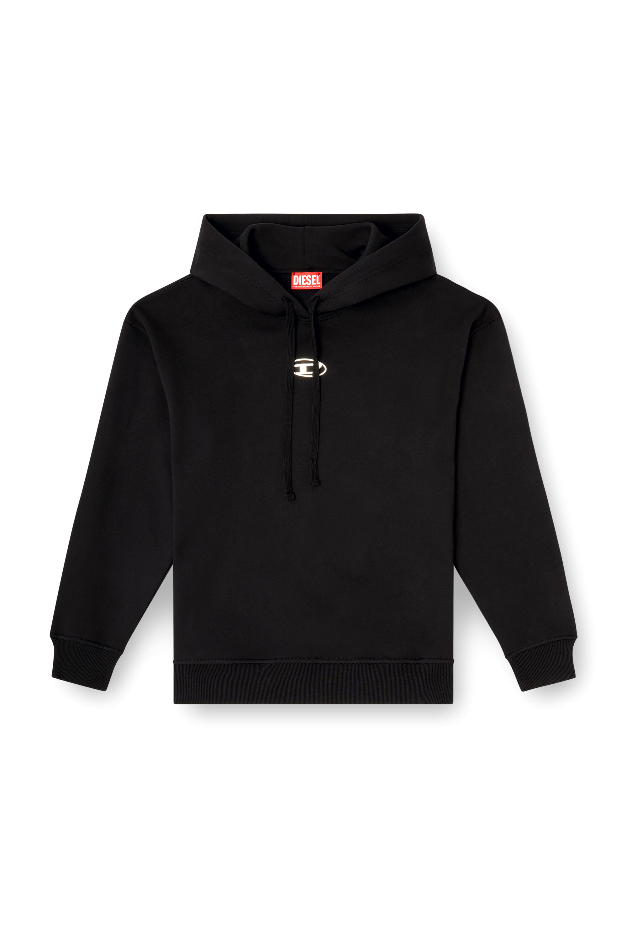 Diesel - F-BUXT-HOOD-OD, Sudadera con capucha con logotipo Oval D de efecto metálico Mujer in Negro - 3