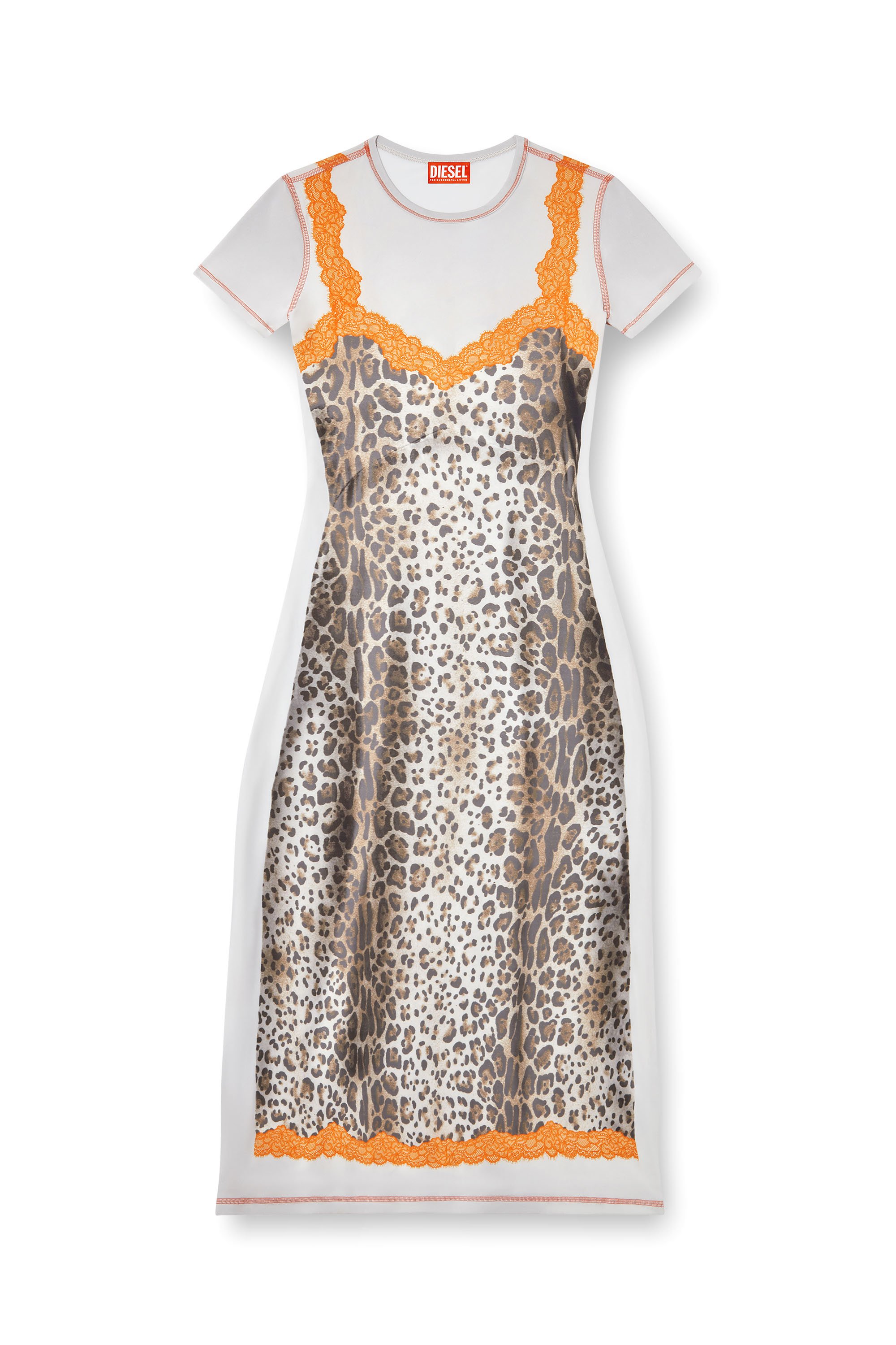 Diesel - D-ILE, Vestido midi con efecto trampantojo de slip Mujer in Multicolor - 1