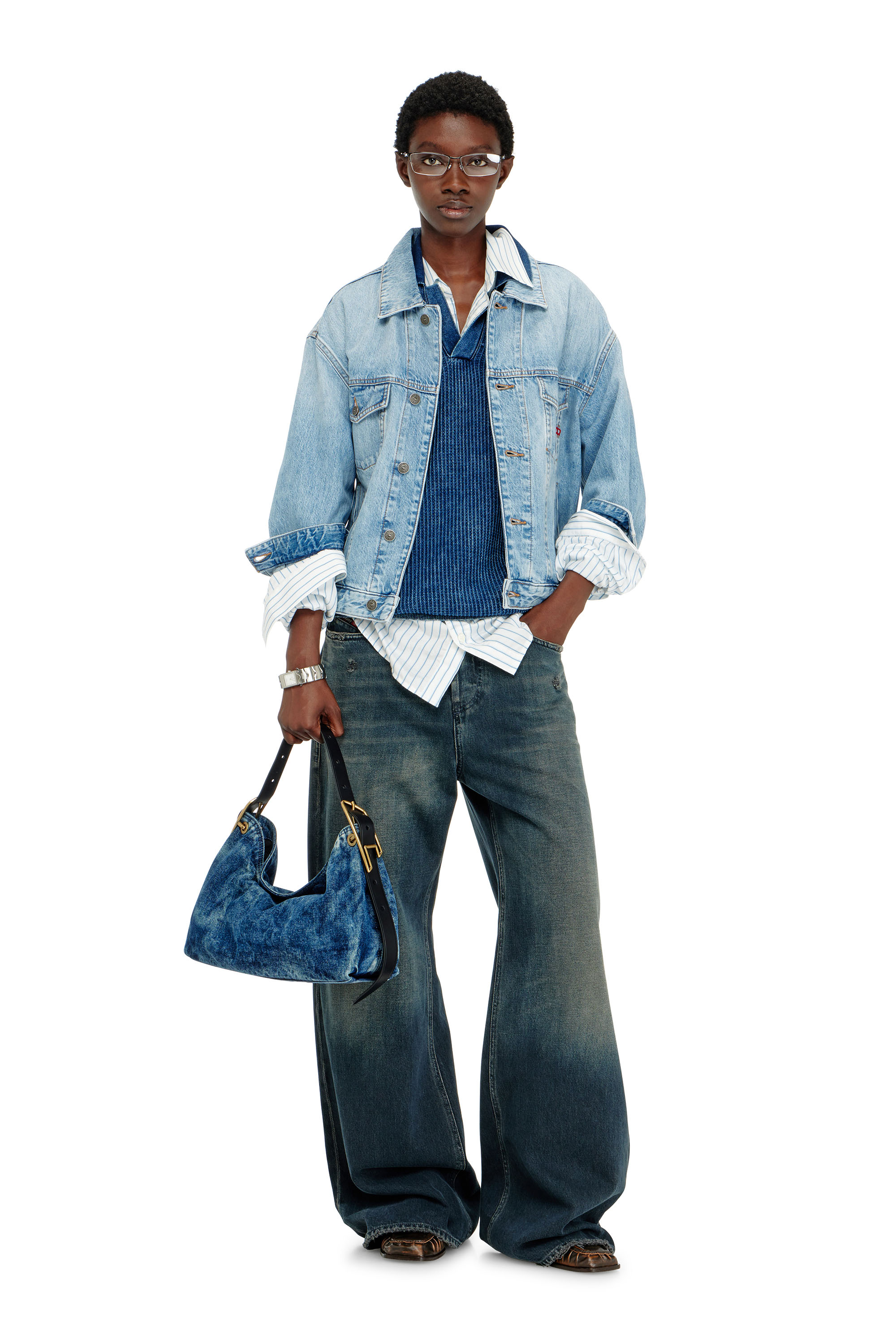 Diesel - D-RANGER, Chaqueta trucker de denim Unisex in Azul marino - 2
