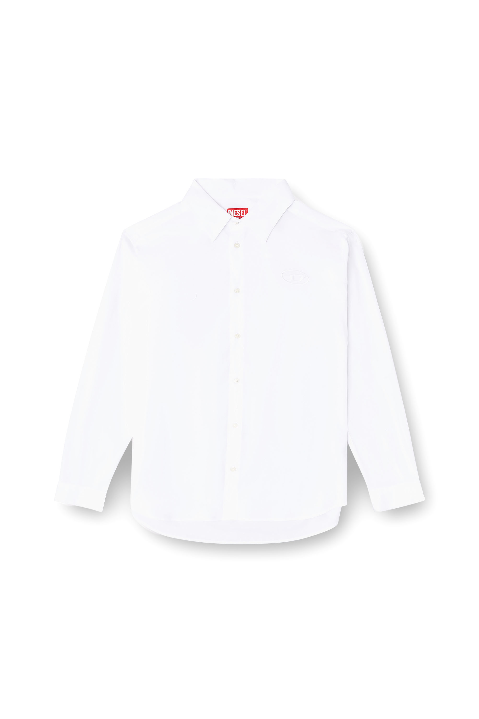 Diesel - S-SIMPLY-GSBH, Camisa de popelina el&aacute;stica con bordado Hombre in Blanco - 3