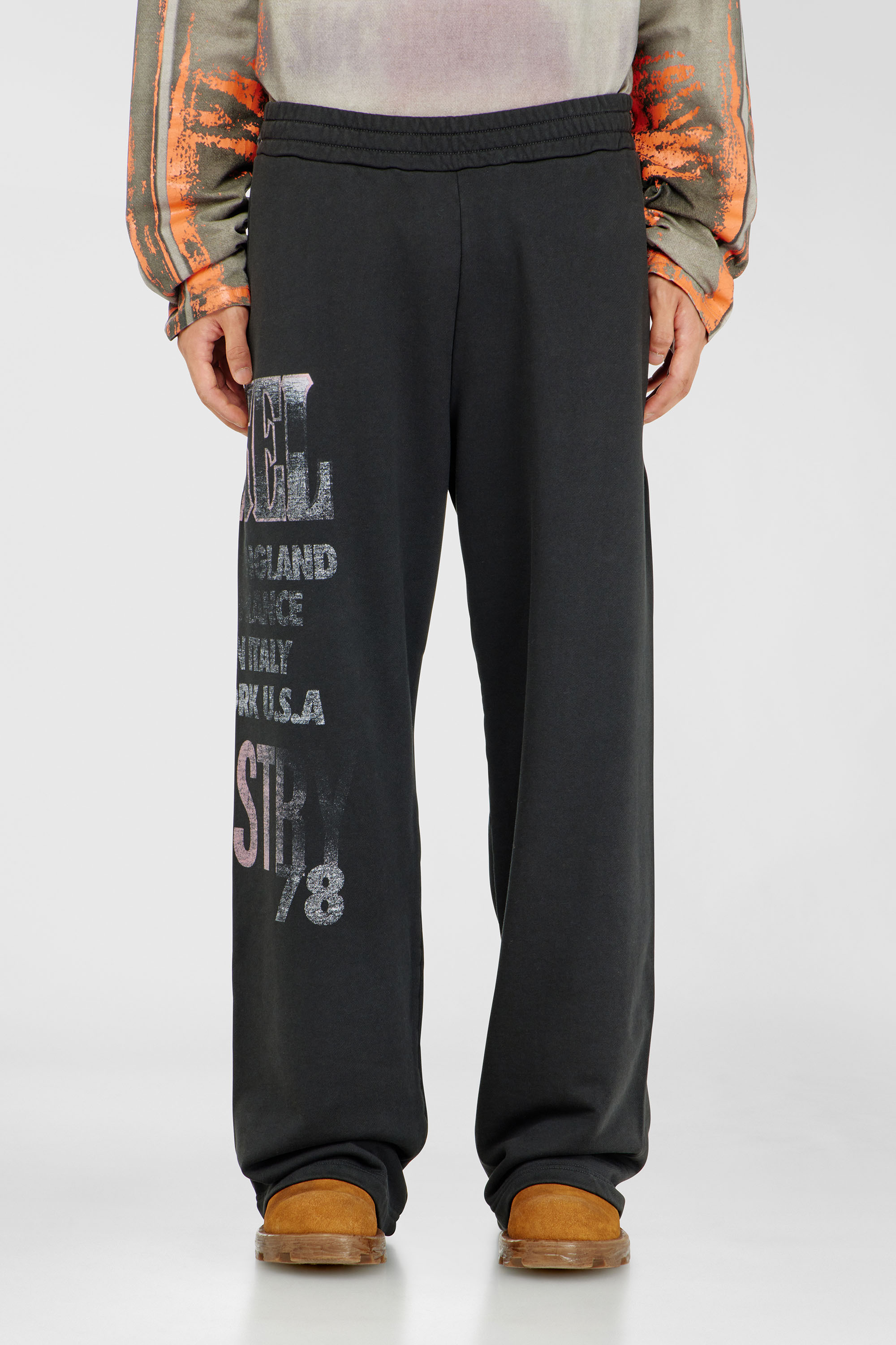 Diesel - P-ILL, Pantal&oacute;n de ch&aacute;ndal con gr&aacute;ficos de concierto Hombre in Negro - 2