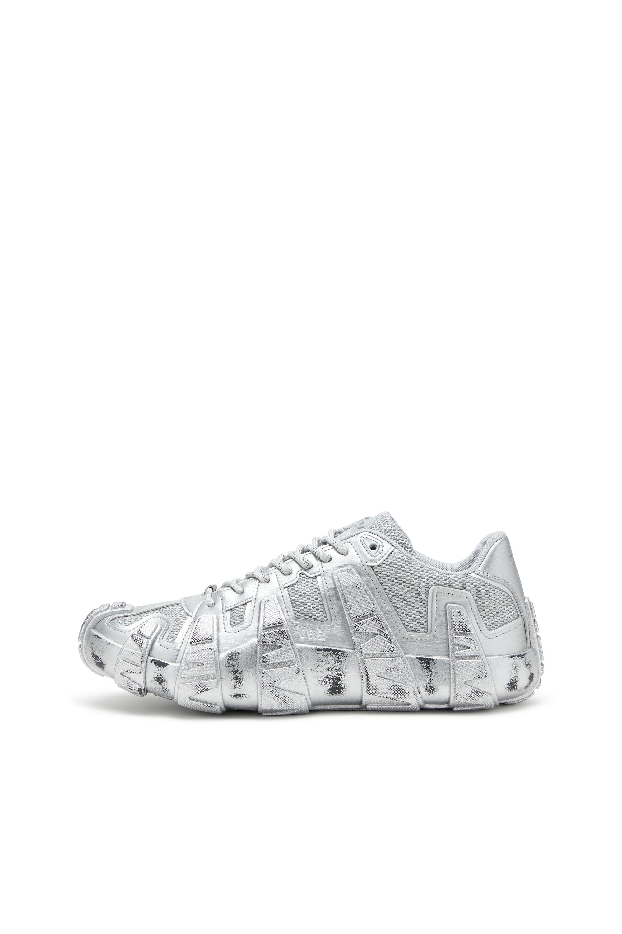 Diesel - S-D-GRIFFE LOW, Deportivas metálicas de malla y PU Hombre in Plateado - 3