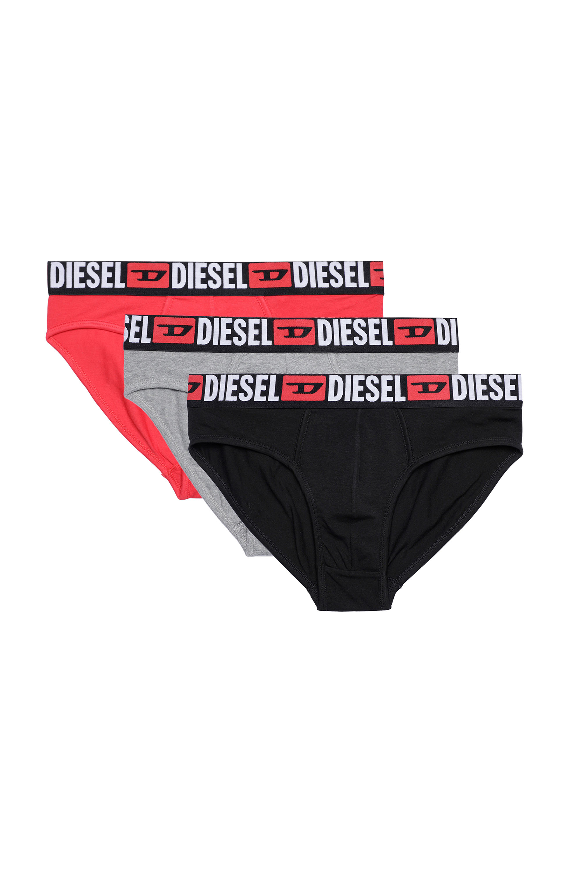 Diesel - UMBR-ANDRETHREEPACK, Man's Three-pack of solid-colour briefs in Black/Grey - 2