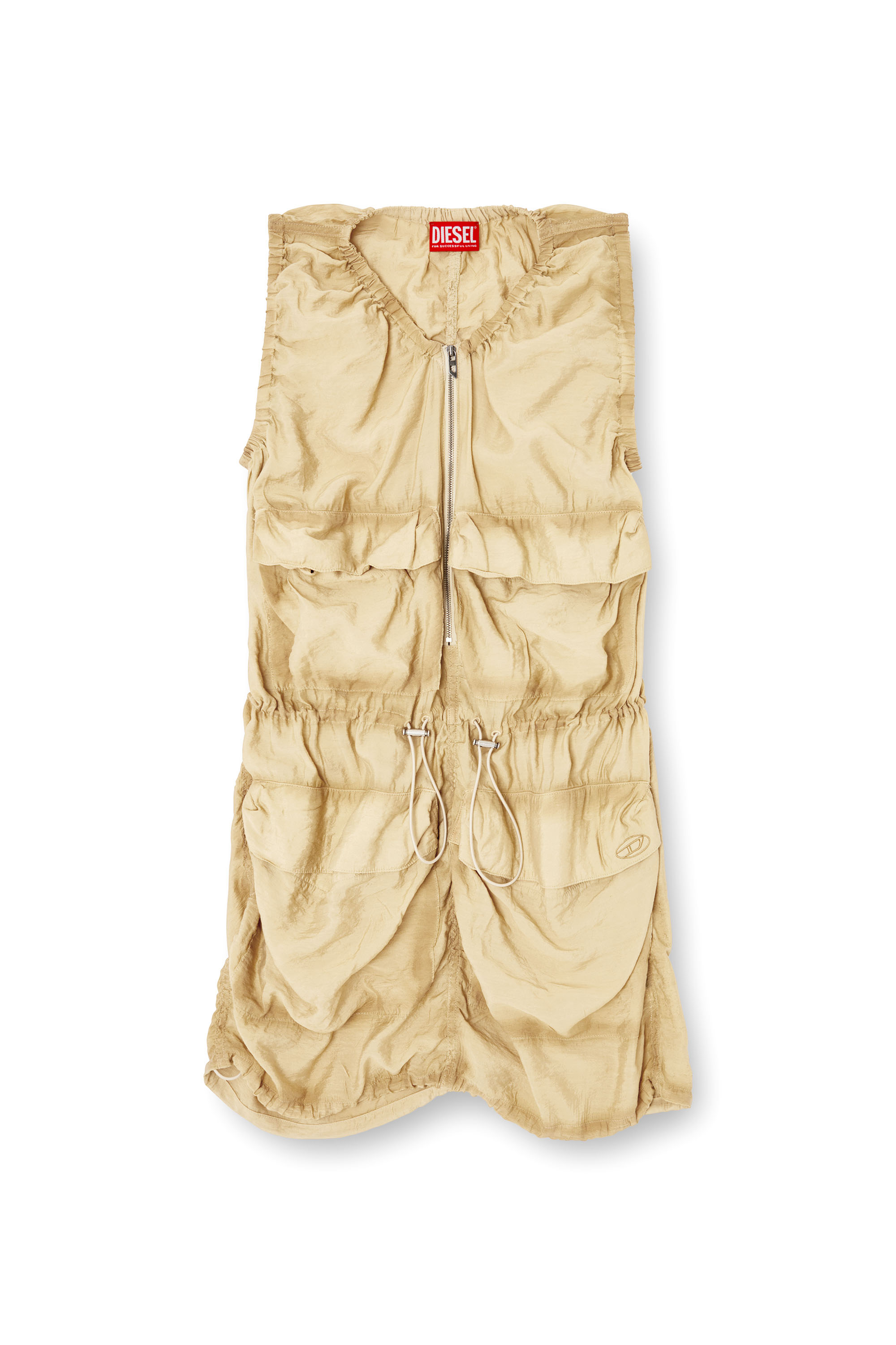 Diesel - D-RESDEN, Vestido cargo de viscosa tratada y nailon Mujer in Beige - 3