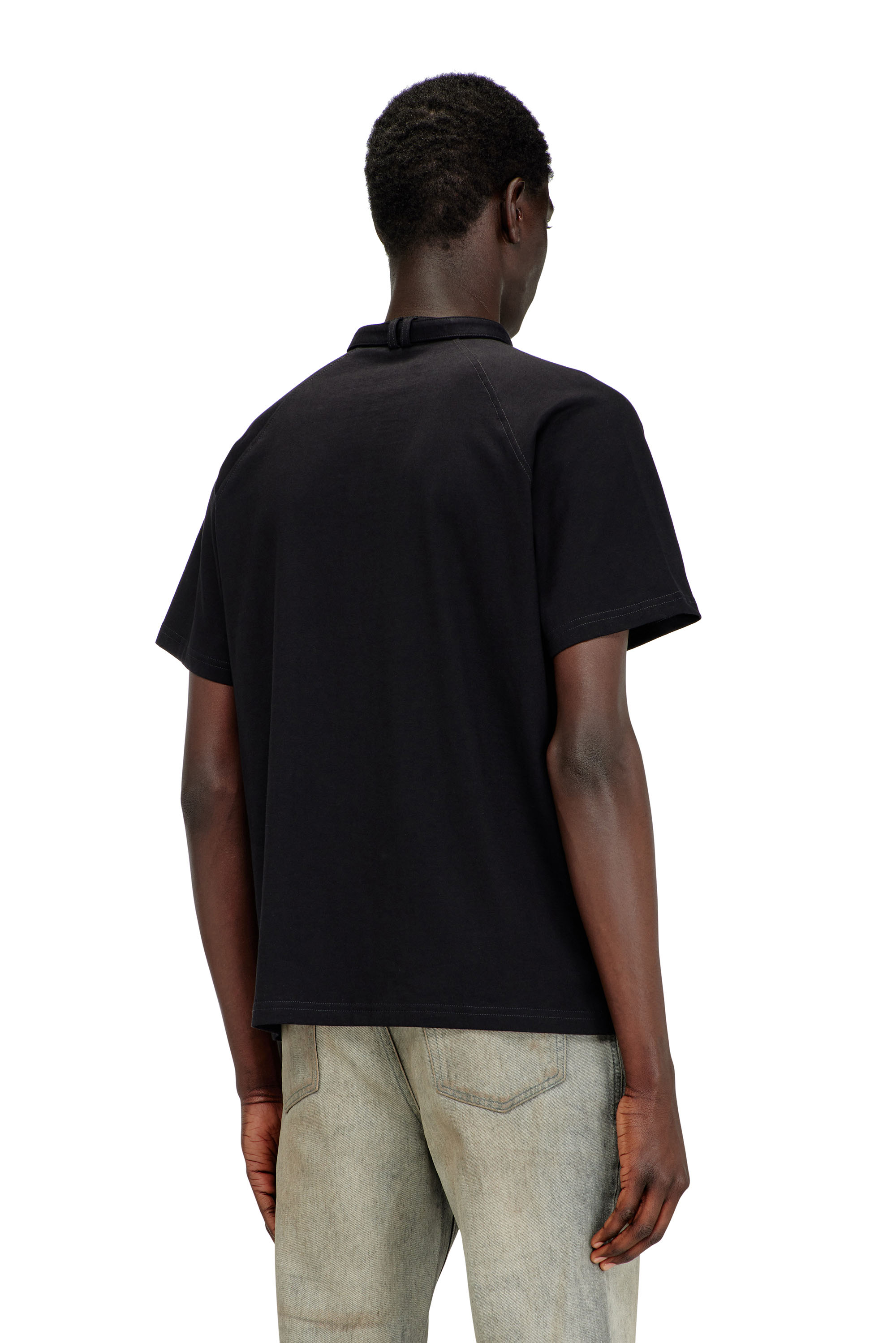 Diesel - T-KAUKO, Camiseta con tira de cuello biker Hombre in Negro - 4