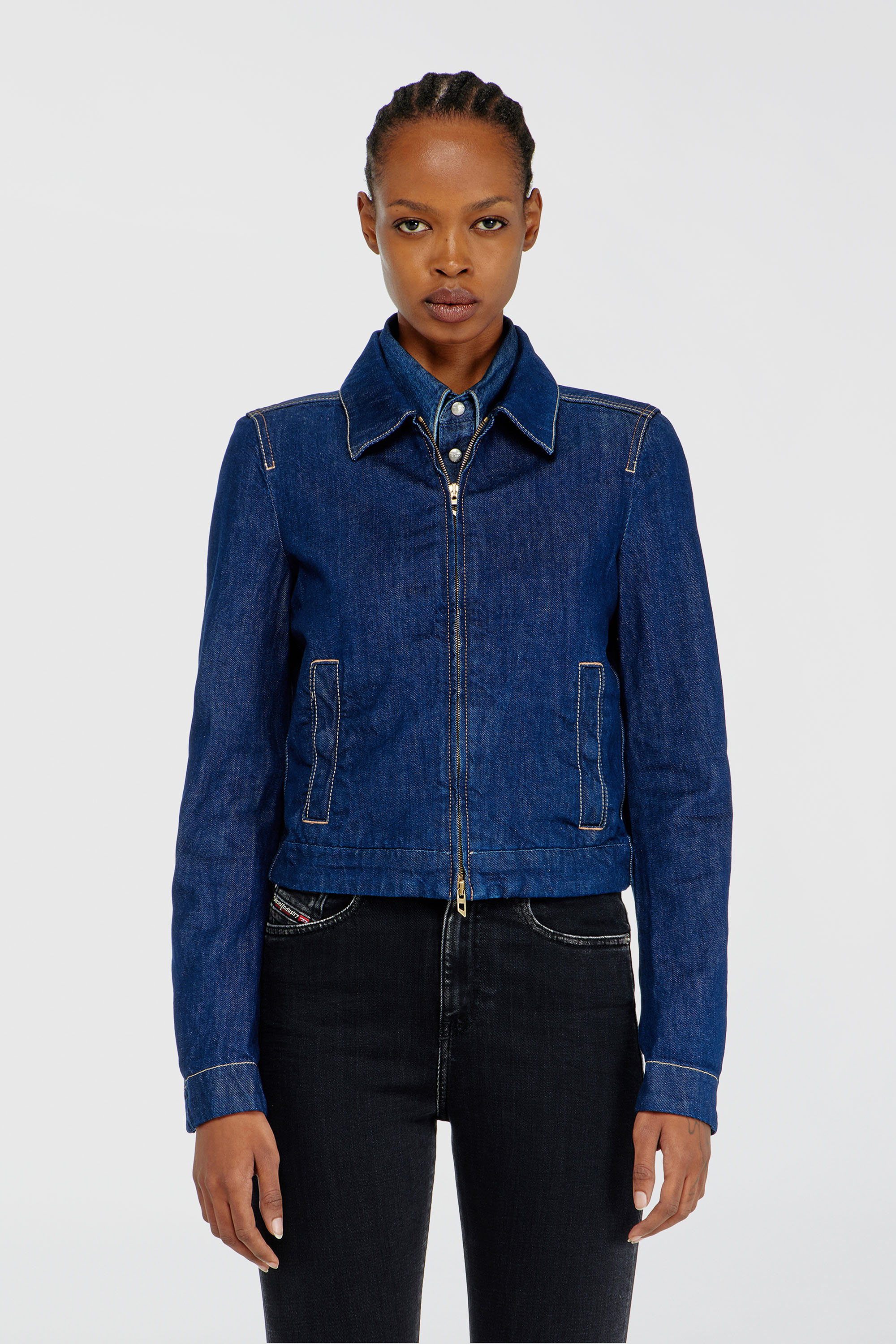 Diesel - DE-CORB, Coach jacket en rinse denim Mujer in Azul marino - 2