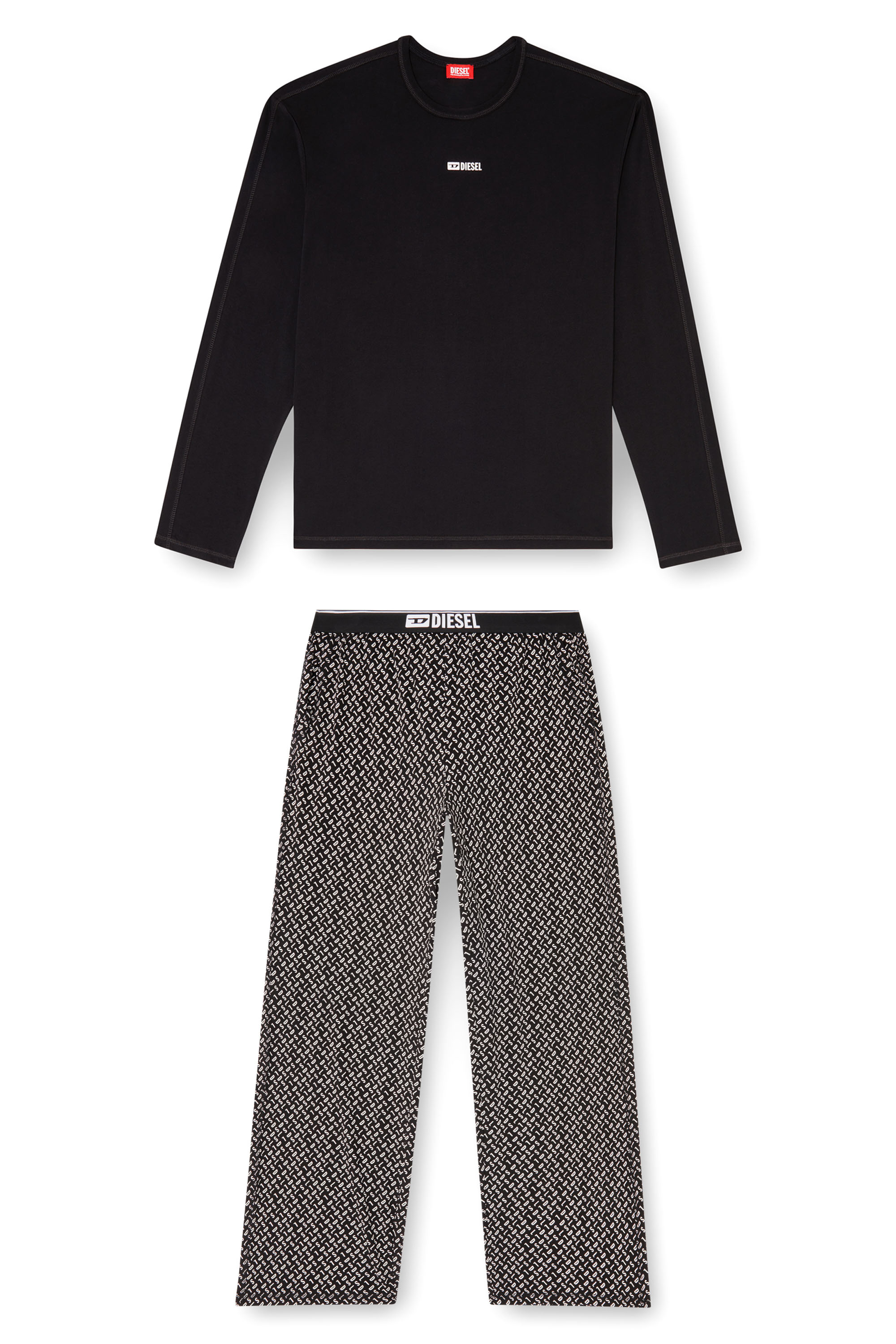 Diesel - SET-NOLAN-D-BOX, Pijama de algod&oacute;n con pantal&oacute;n estampado Hombre in Negro - 4