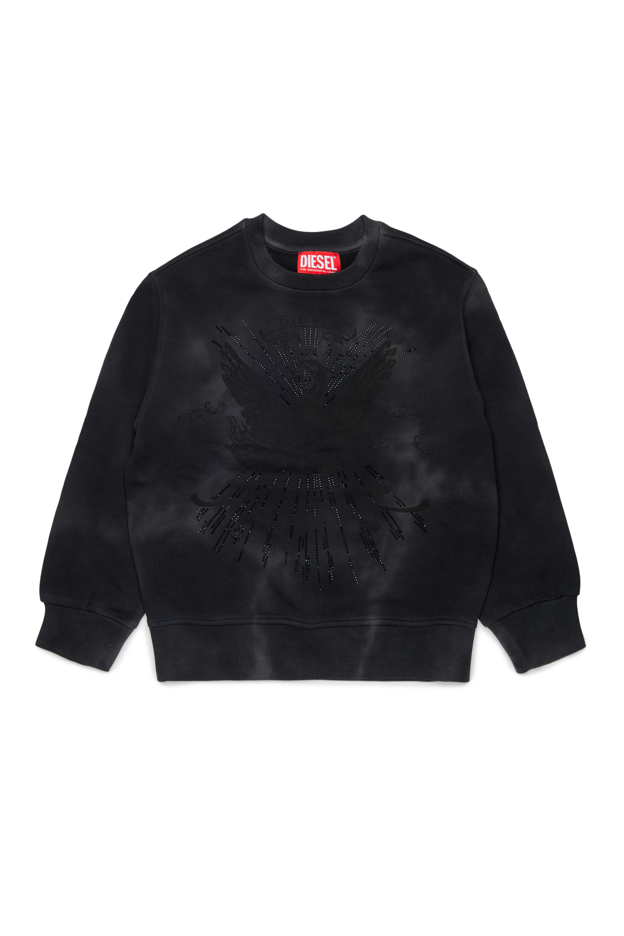 Diesel - SFIN OVER, Sudadera efecto nublado con motivo de f&eacute;nix Hombre in Negro - 1