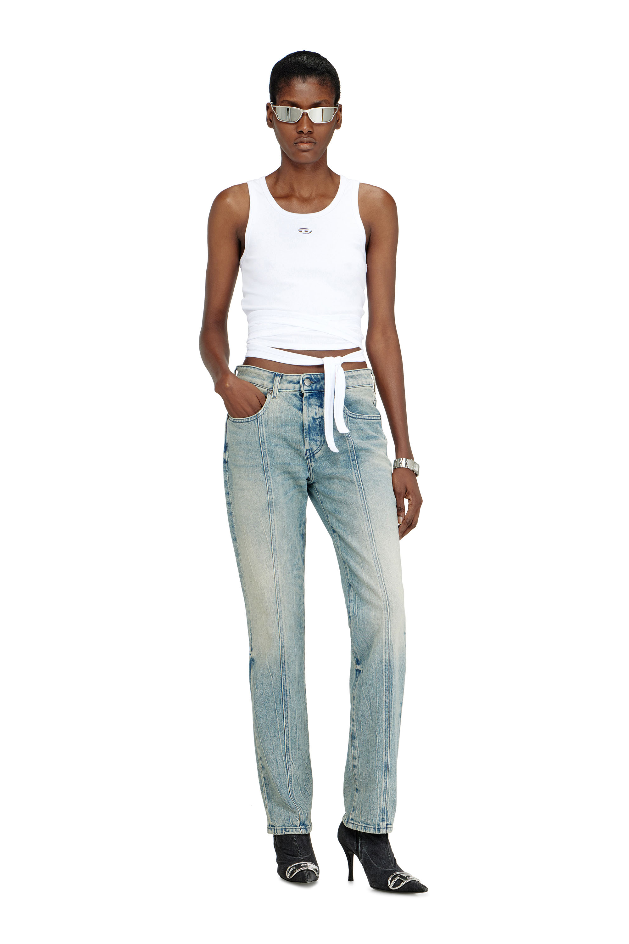 Diesel - T-ANKY-TAIL-S1, Crop top con dise&ntilde;o envolvente Mujer in Blanco - 2