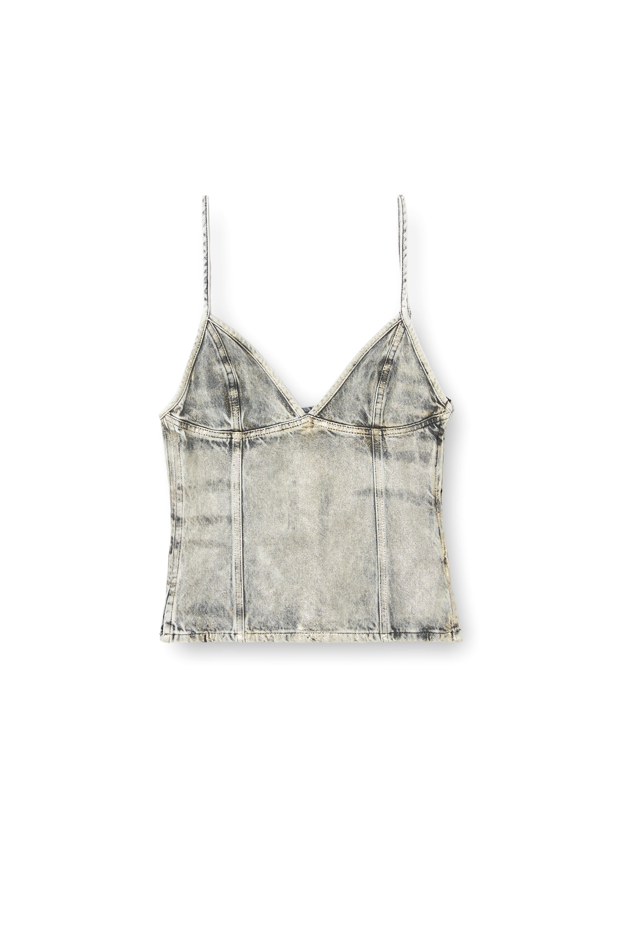 Diesel - DE-FULSY-S, Top en denim recubierto brillante Mujer in Gris - 4