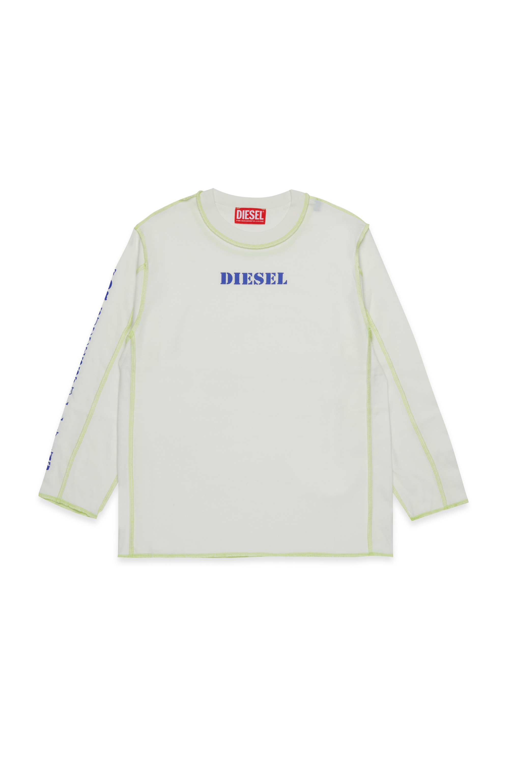 Diesel - TCRAORLS OVER, Camisetas de algodón con costuras en contraste Hombre in Blanco - 1