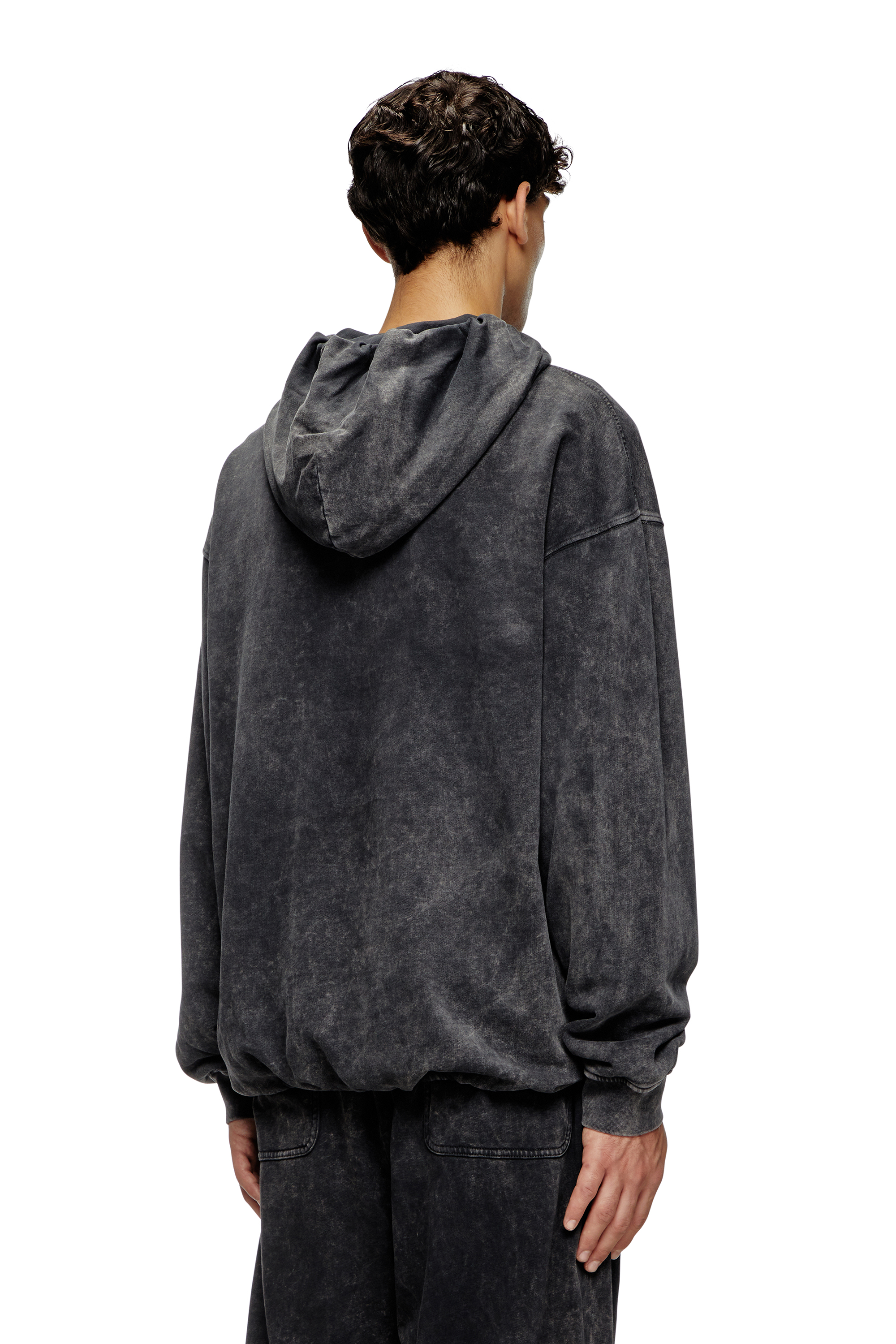 Diesel - S-BOXSTIC-HOOD, Sudadera con capucha lavada al ácido con fruncidos Unisex in Gris - 4