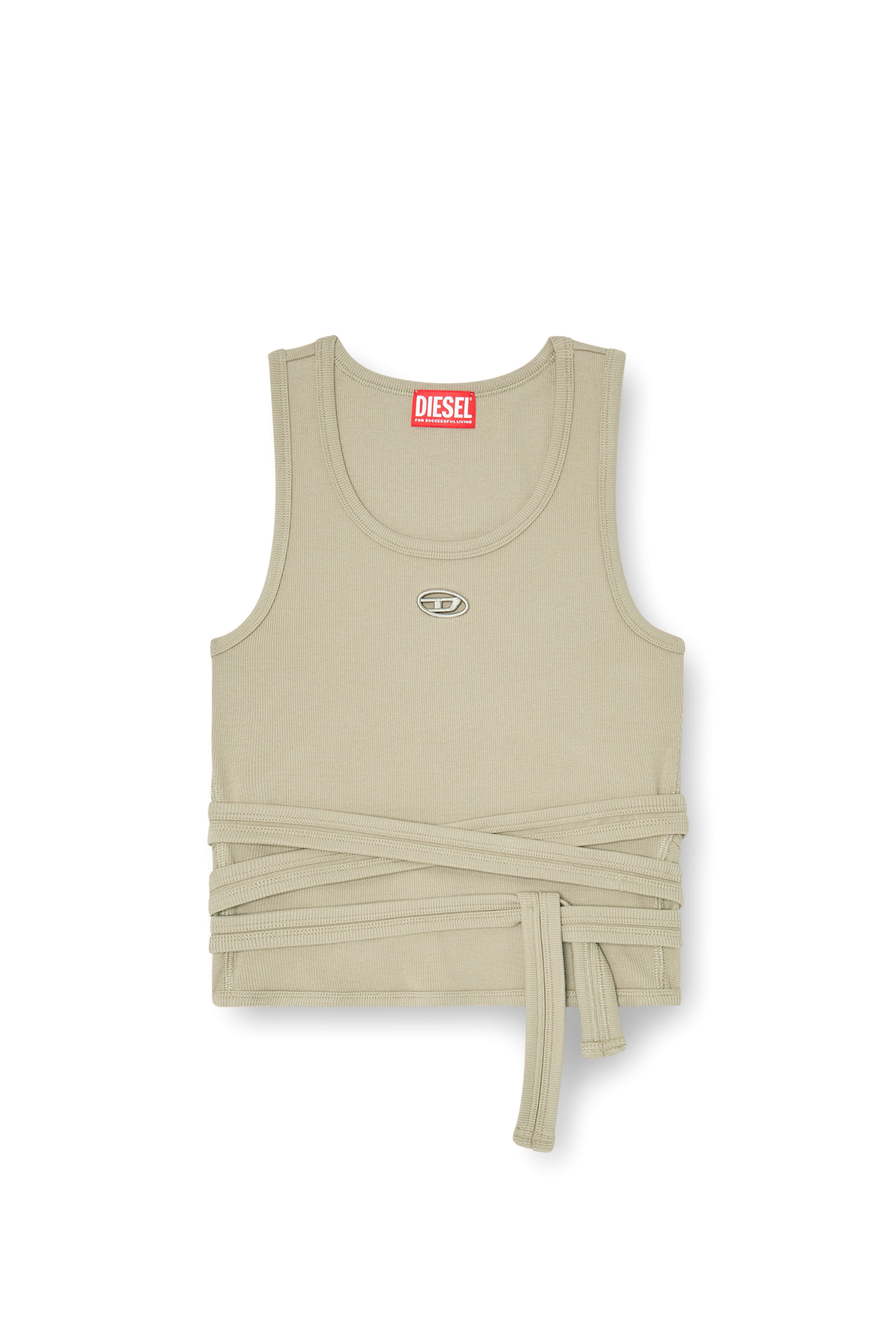 Diesel - T-ANKY-TAIL-S1, Crop top con dise&ntilde;o envolvente Mujer in Beige - 3