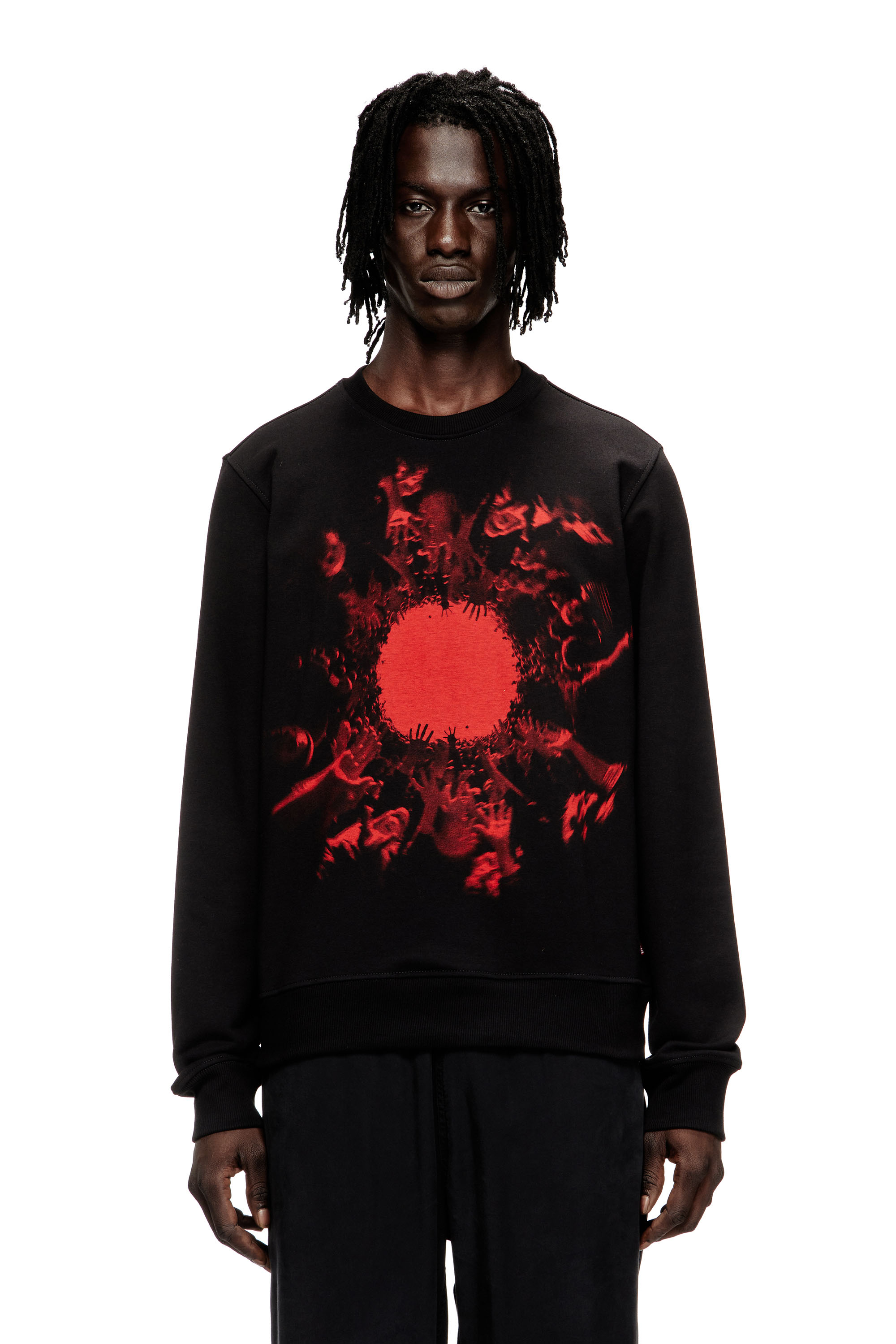 Diesel - S-GINN-T3, Man's Cotton sweatshirt with graphic print in Black - 3