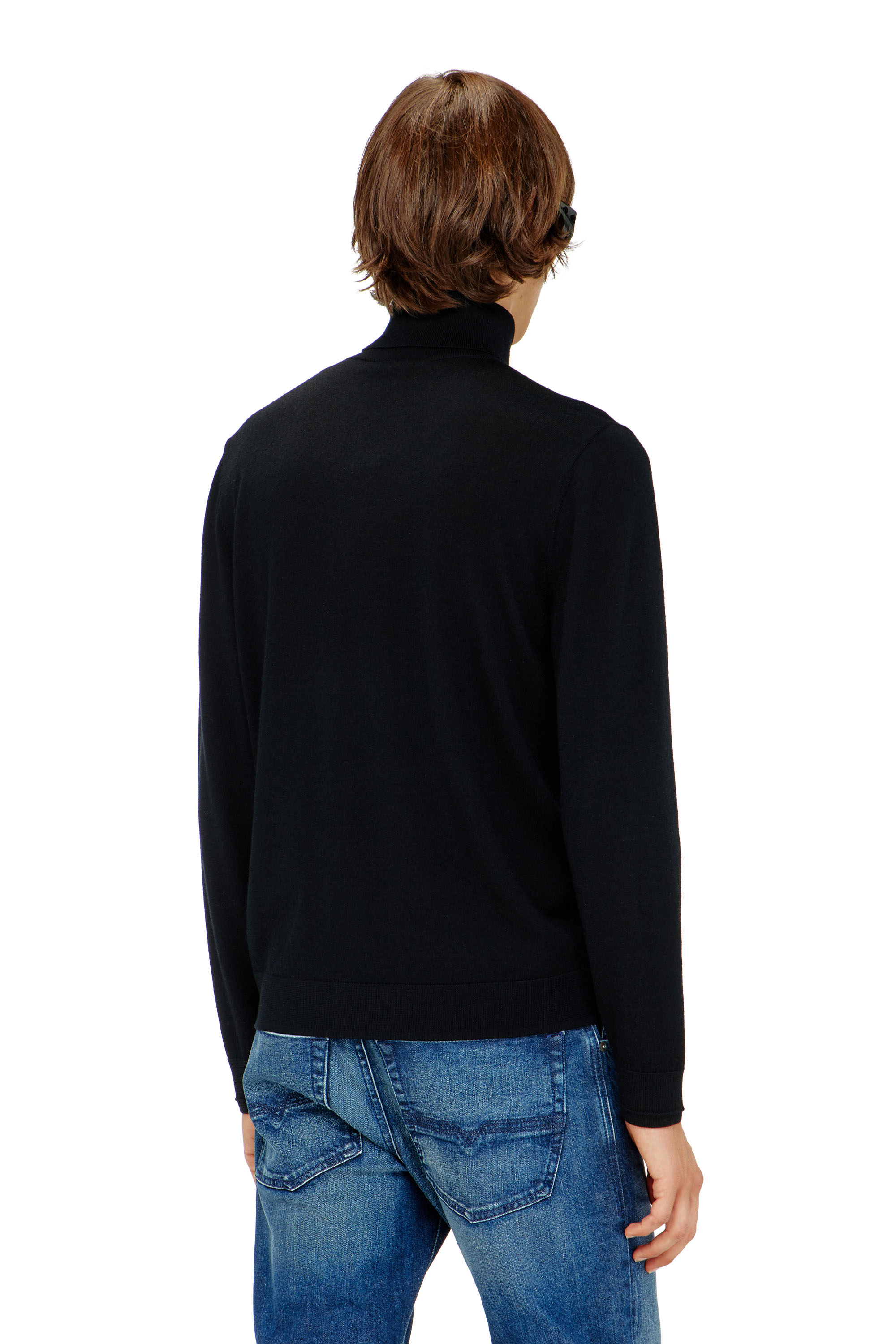 Diesel - K-VARTA, Jersey de lana con cuello alto y logotipo recortado Hombre in Negro - 4