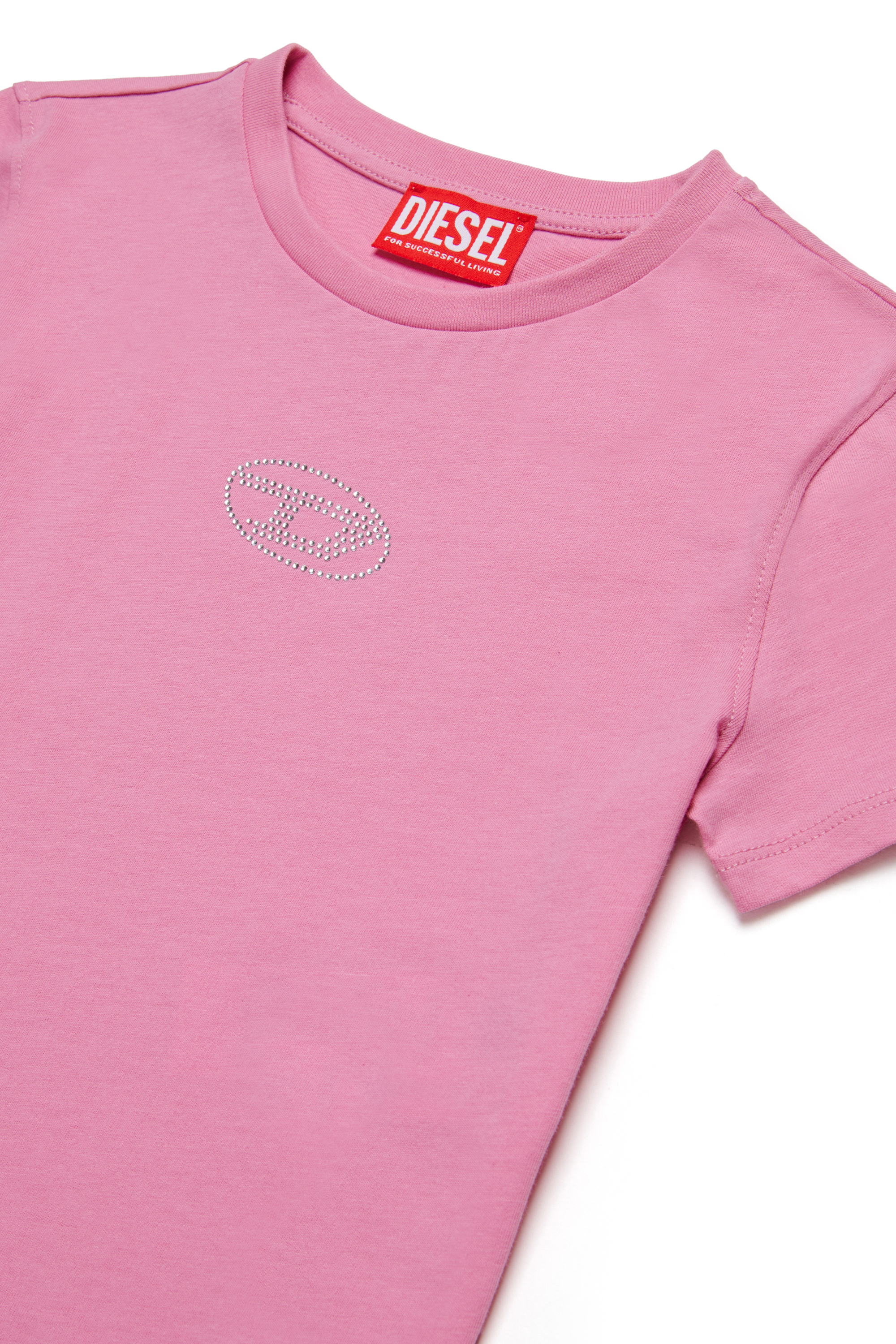 Diesel - TSLIGX, Camiseta con logotipo Oval D de cristal Mujer in Rosa - 3