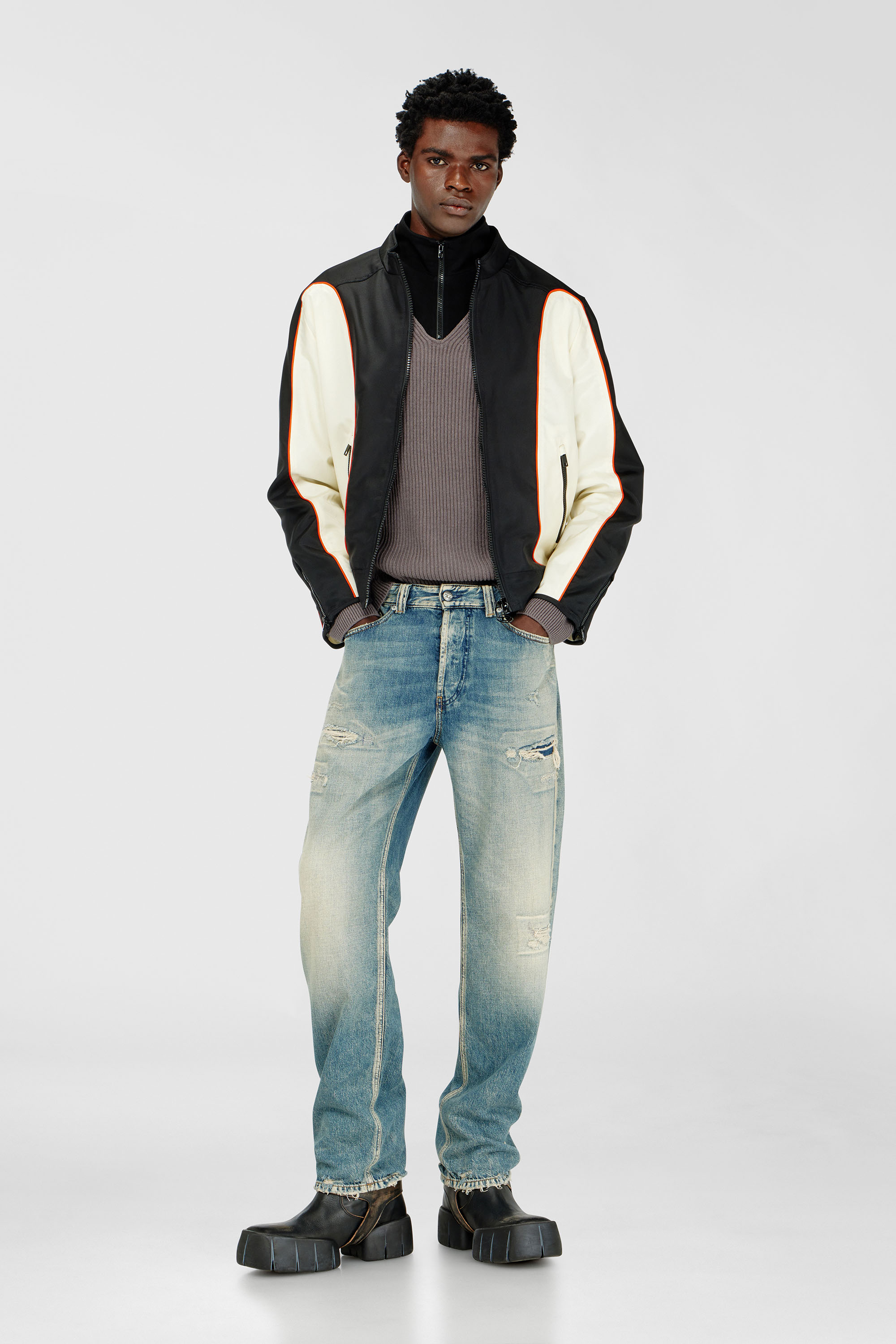 Diesel - J-BLINK-WRD, Chaqueta multicolor de nailon con bloques de color y detalles de ribete Hombre in Multicolor - 2