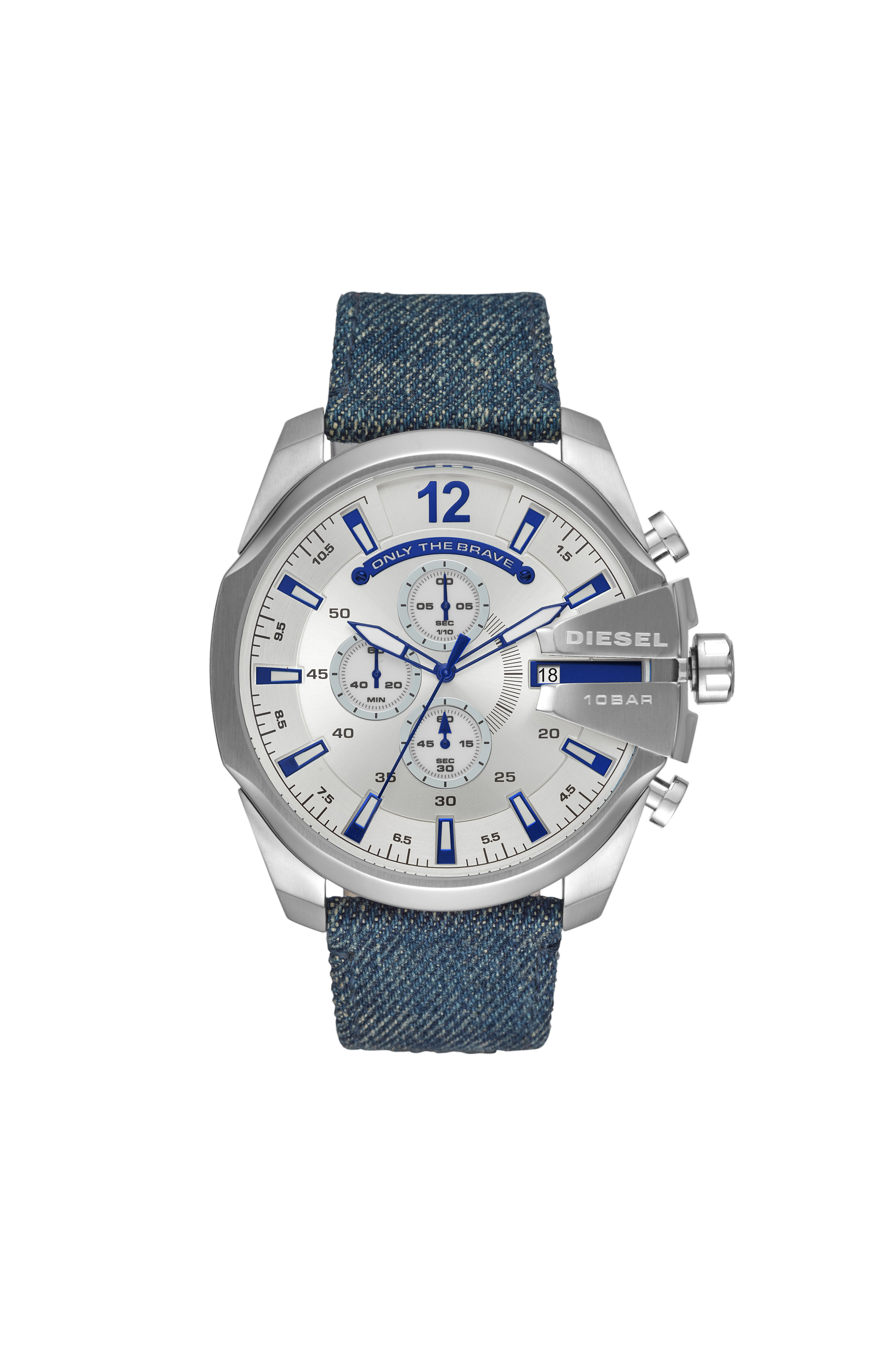 Diesel - DZ4511, Mega Chief reloj cronógrafo con correa en denim azul Hombre in Azul marino - 1