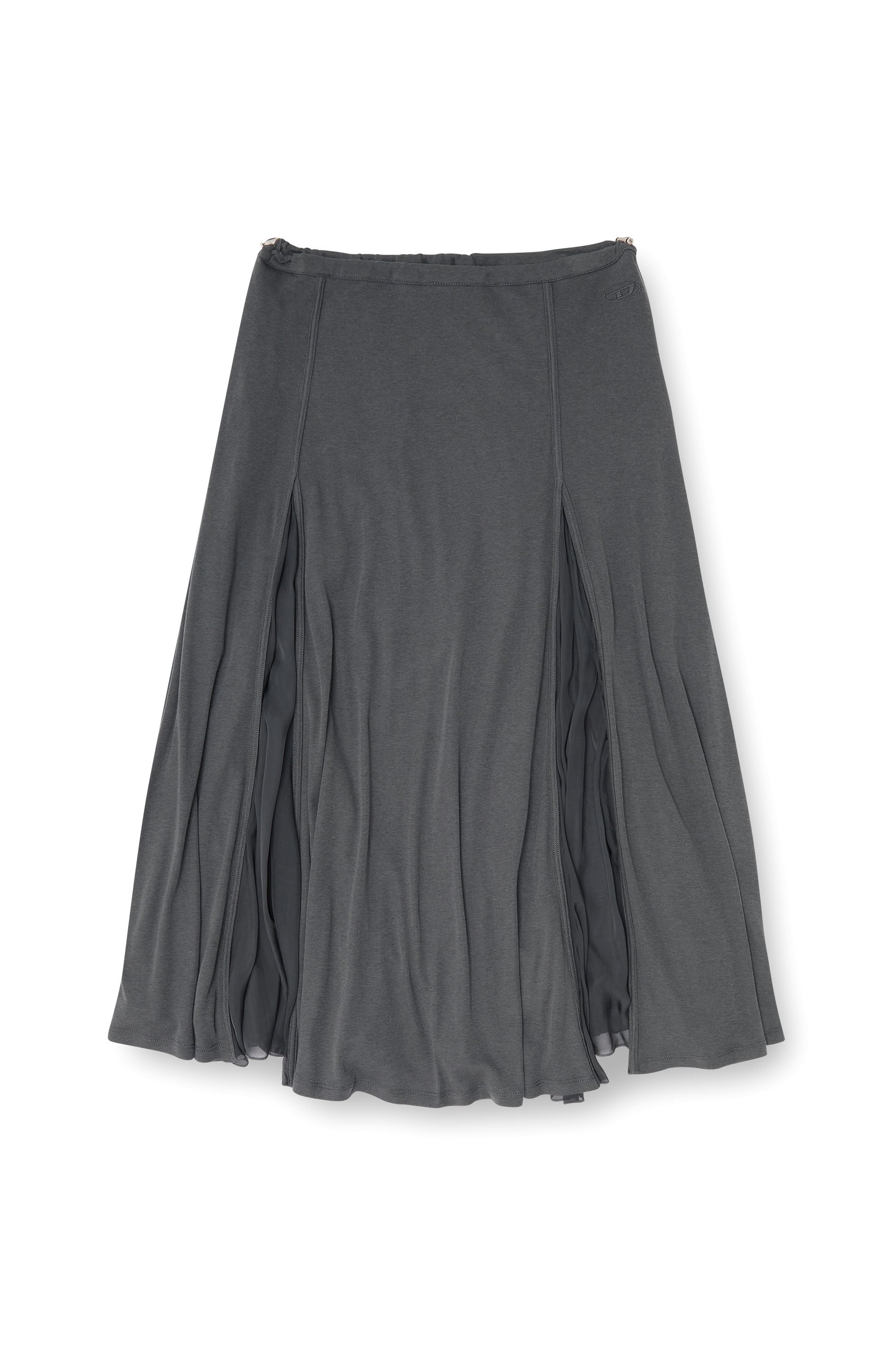 Diesel - O-LONGREI, Falda midi de punto acanalado y gasa Mujer in ToBeDefined - 4