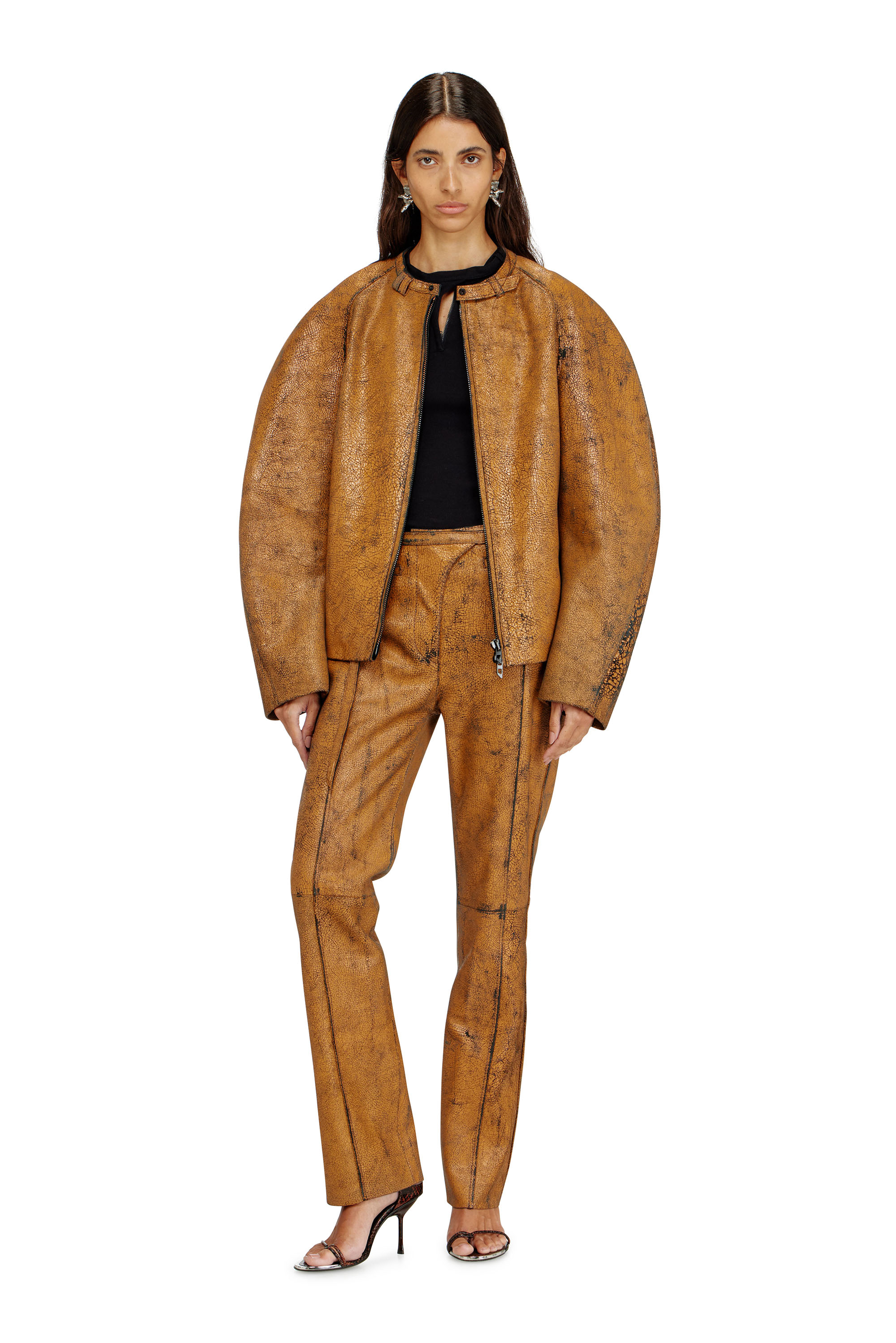 Diesel - T-IARAS, Top de canal&eacute; con tira de cuello biker Mujer in Negro - 1