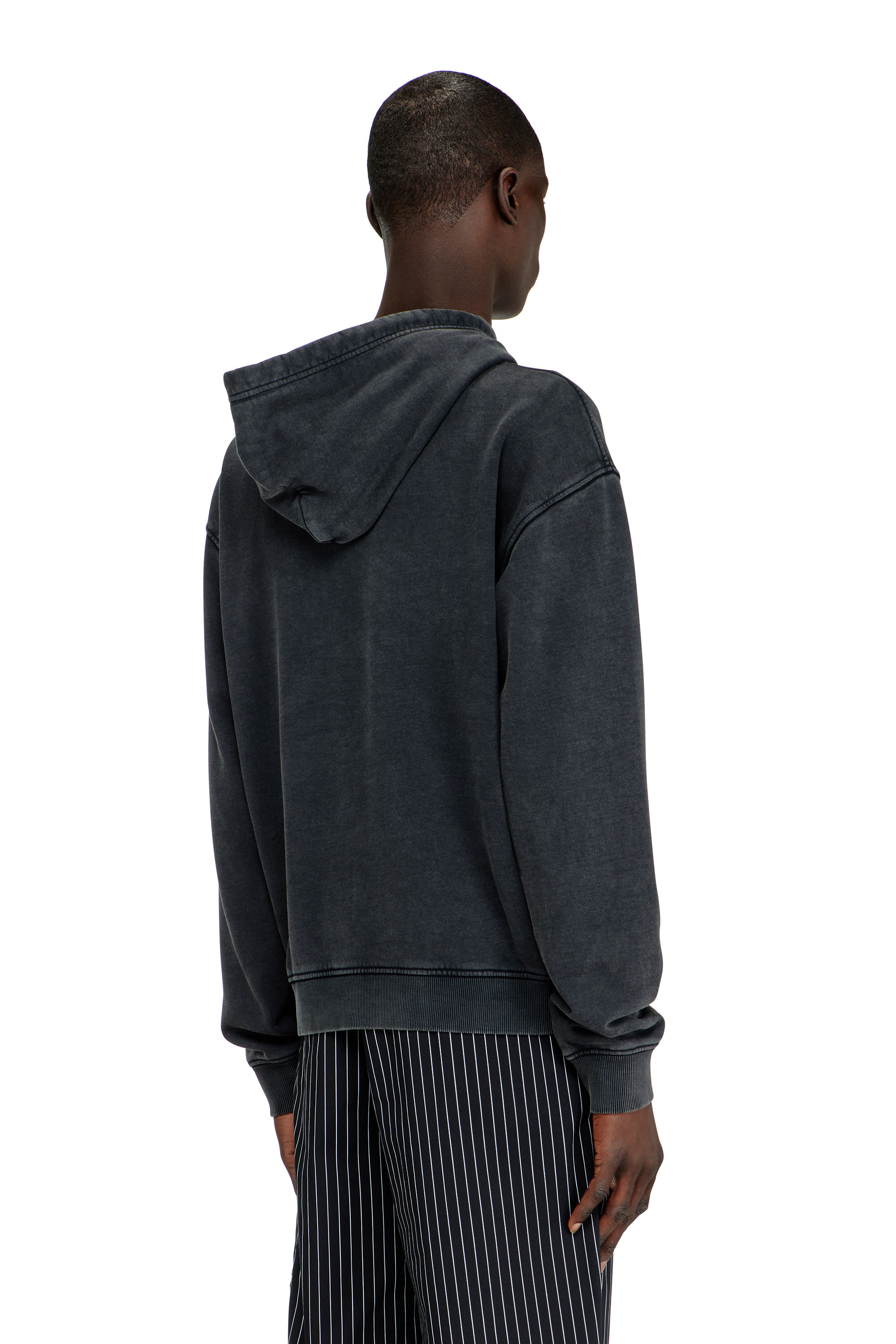 Diesel - S-NORM-HOOD-AA3, Sudadera con capucha estampada y apliques de strass Hombre in Gris - 4