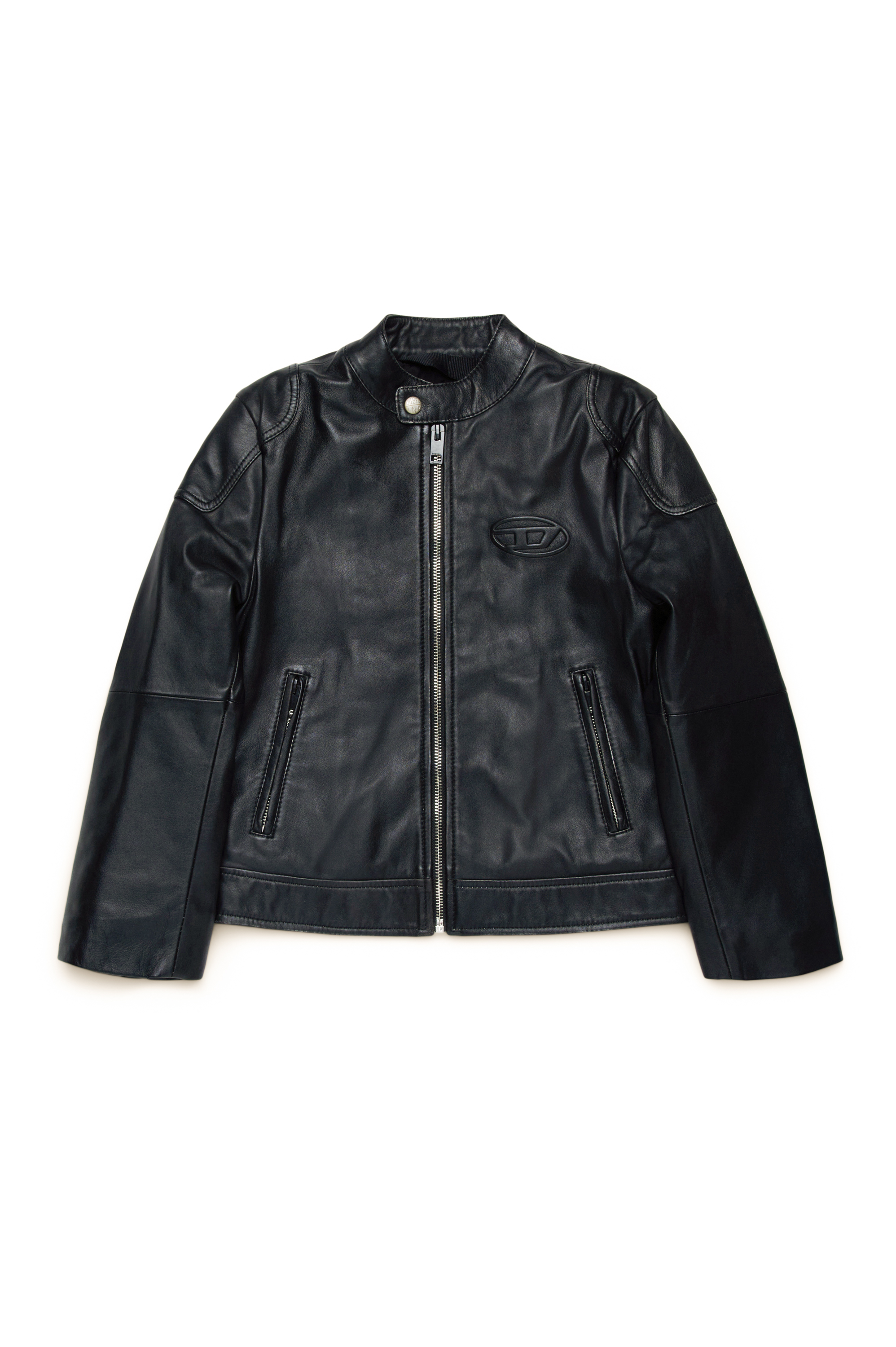 Diesel - JLHEIN, Chaqueta biker de cuero con Oval D en relieve Hombre in Negro - 1