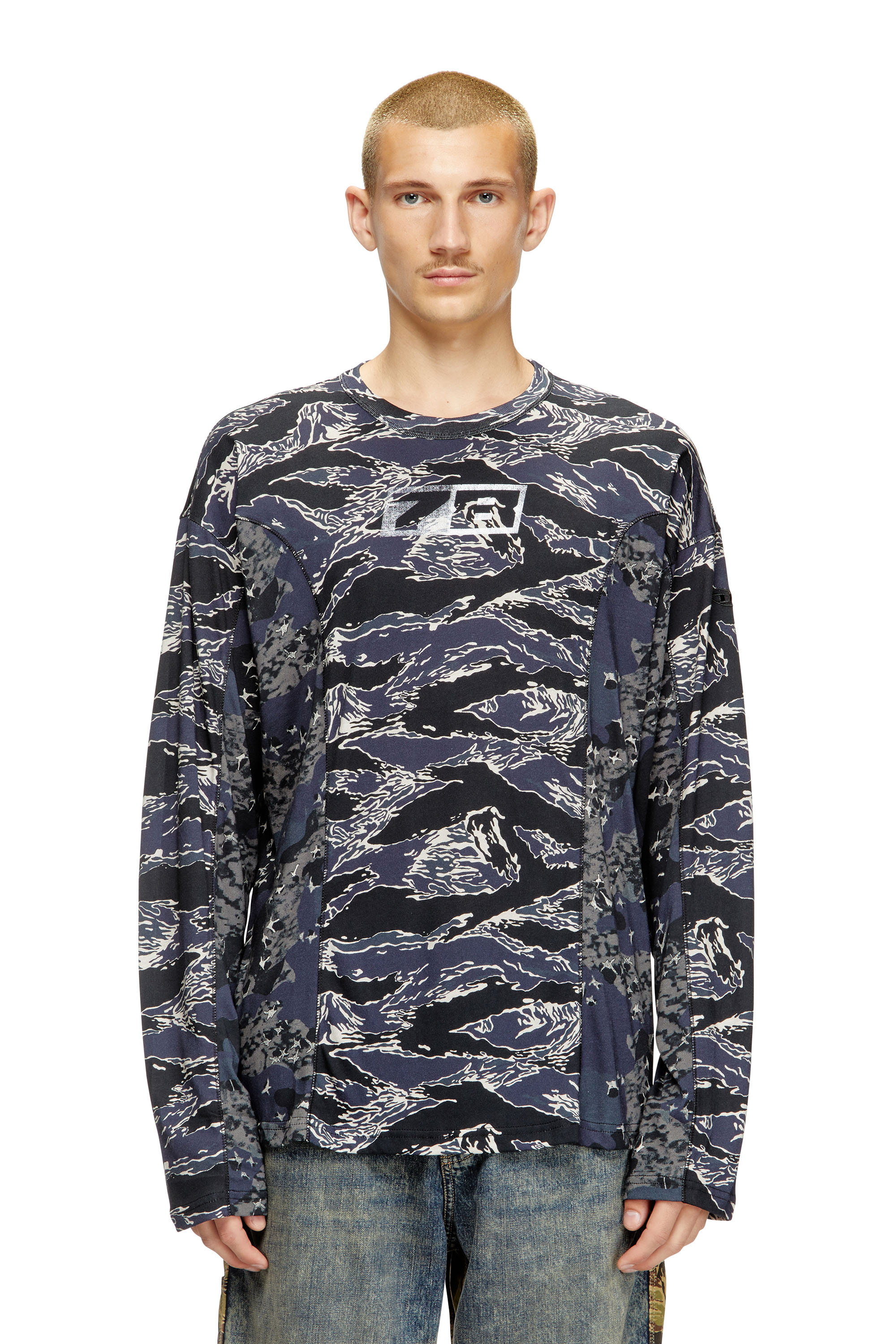 Diesel - T-BOXT-LS-CURT, Camiseta de manga larga con mezcla de estampados de camuflaje Hombre in ToBeDefined - 1