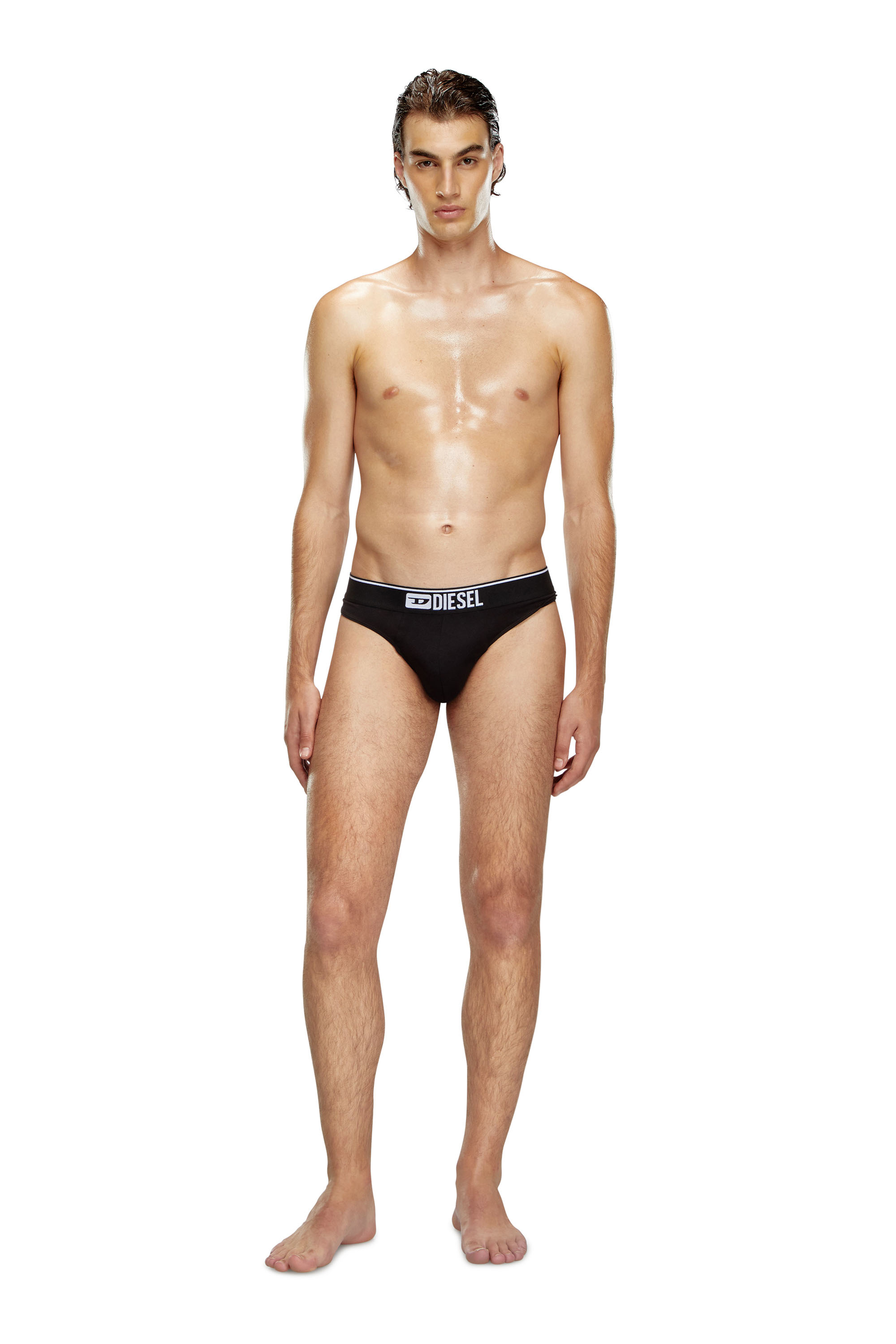 Diesel - UMBR-STRINGTHREEPACK, Paquete de tres tangas con cintura con logotipo Hombre in Negro - 1