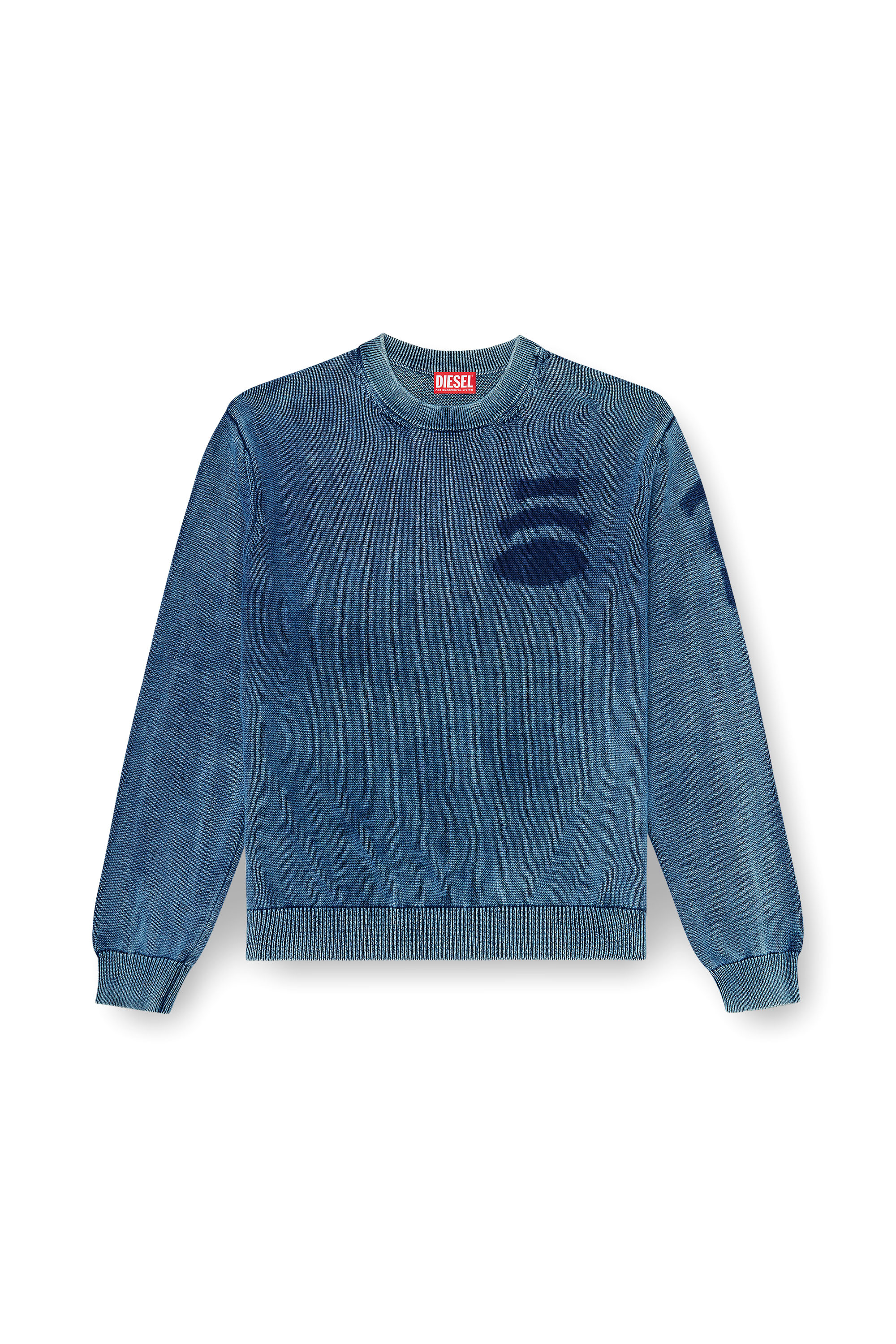 Diesel - K-PERNE, Jersey efecto denim con detalles de patch Hombre in Azul marino - 3