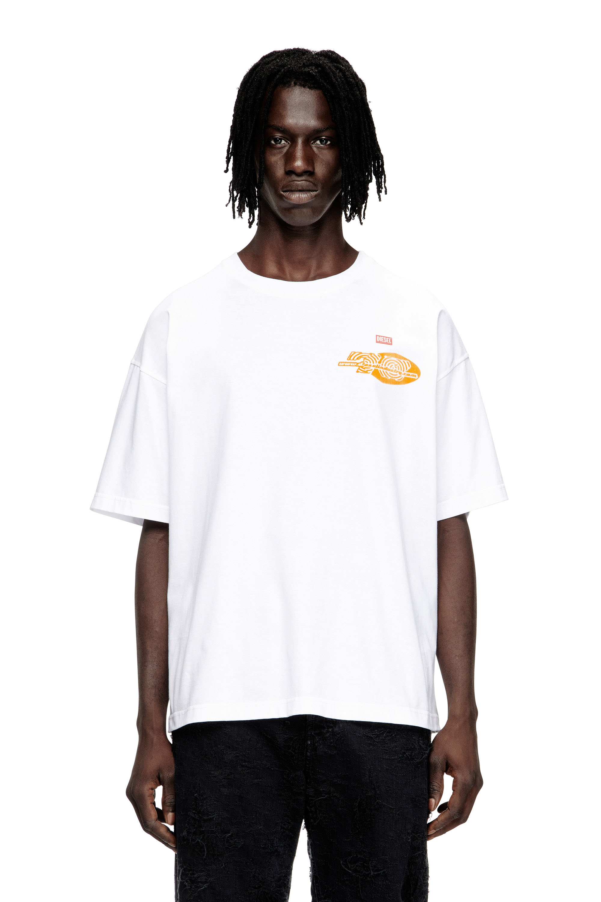 Diesel - T-BOXT-T23, Camiseta de algodón con estampado gráfico. Hombre in Blanco - 1