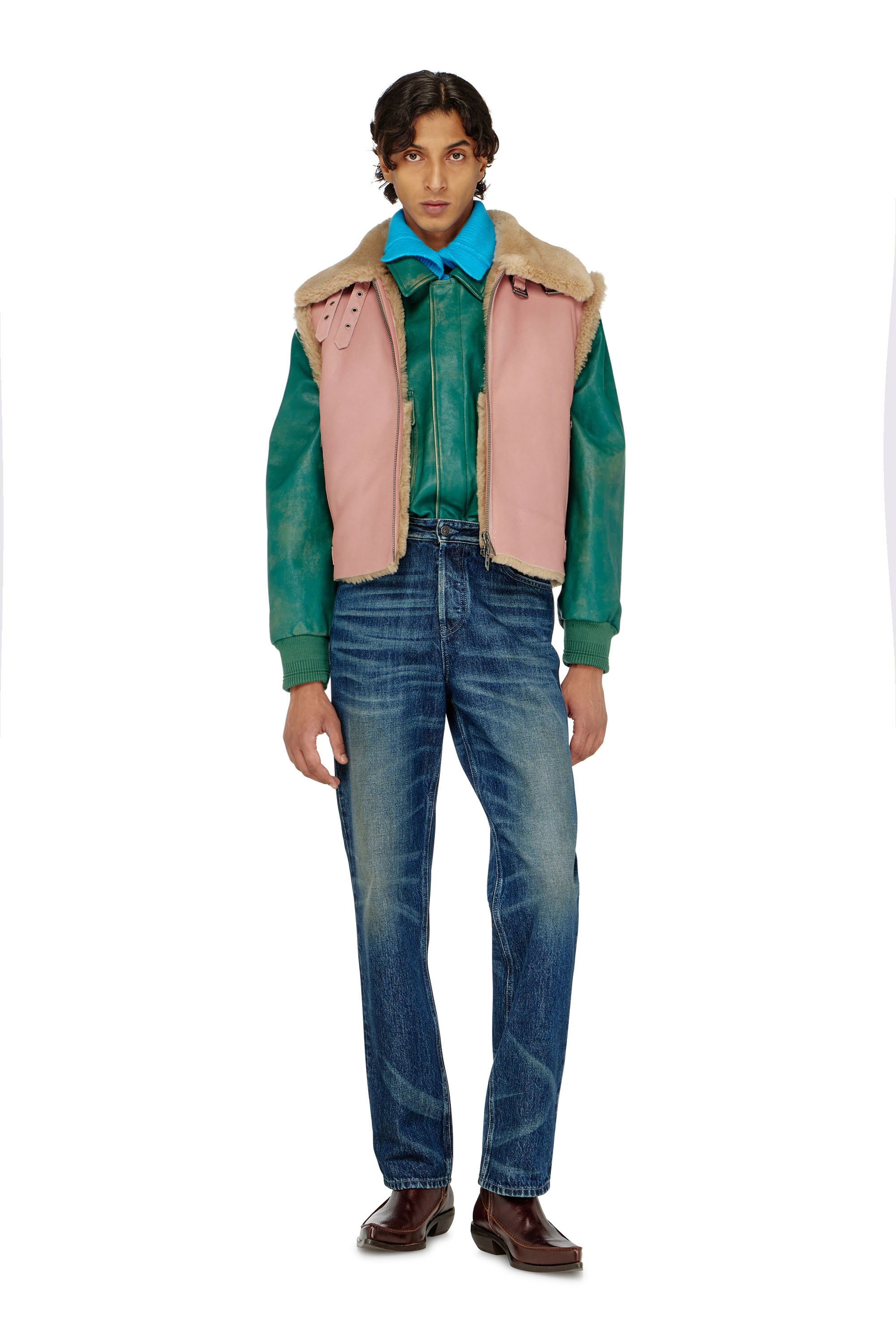 Diesel - L-HONT, Chaleco de piel de oveja Hombre in Rosa - 2