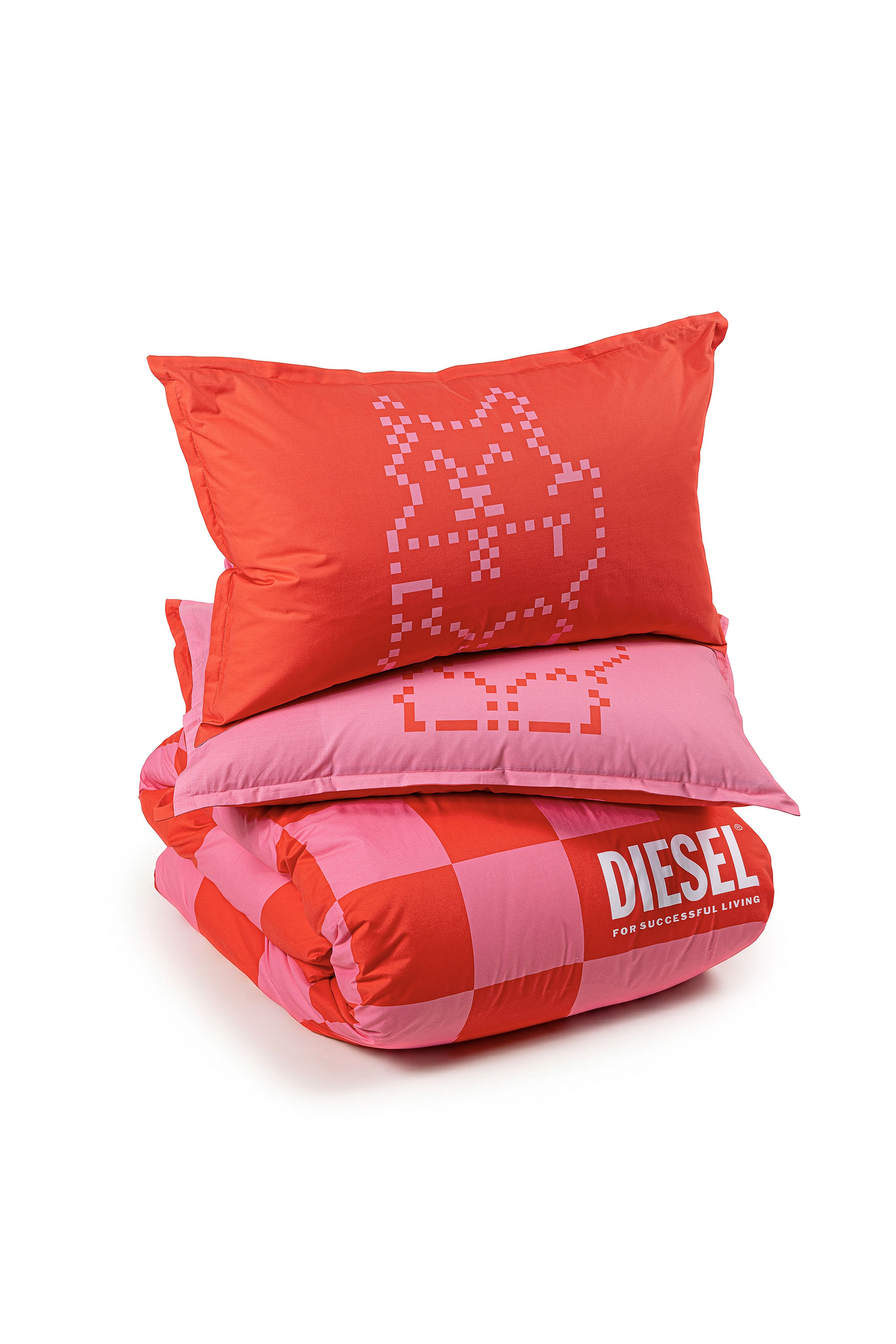 Diesel - 1018118  PIXEL DUCKS PINK/RED PERCALE DU, Juego de funda n&oacute;rdica de percal para cama queen size Unisex in Rojo - 2