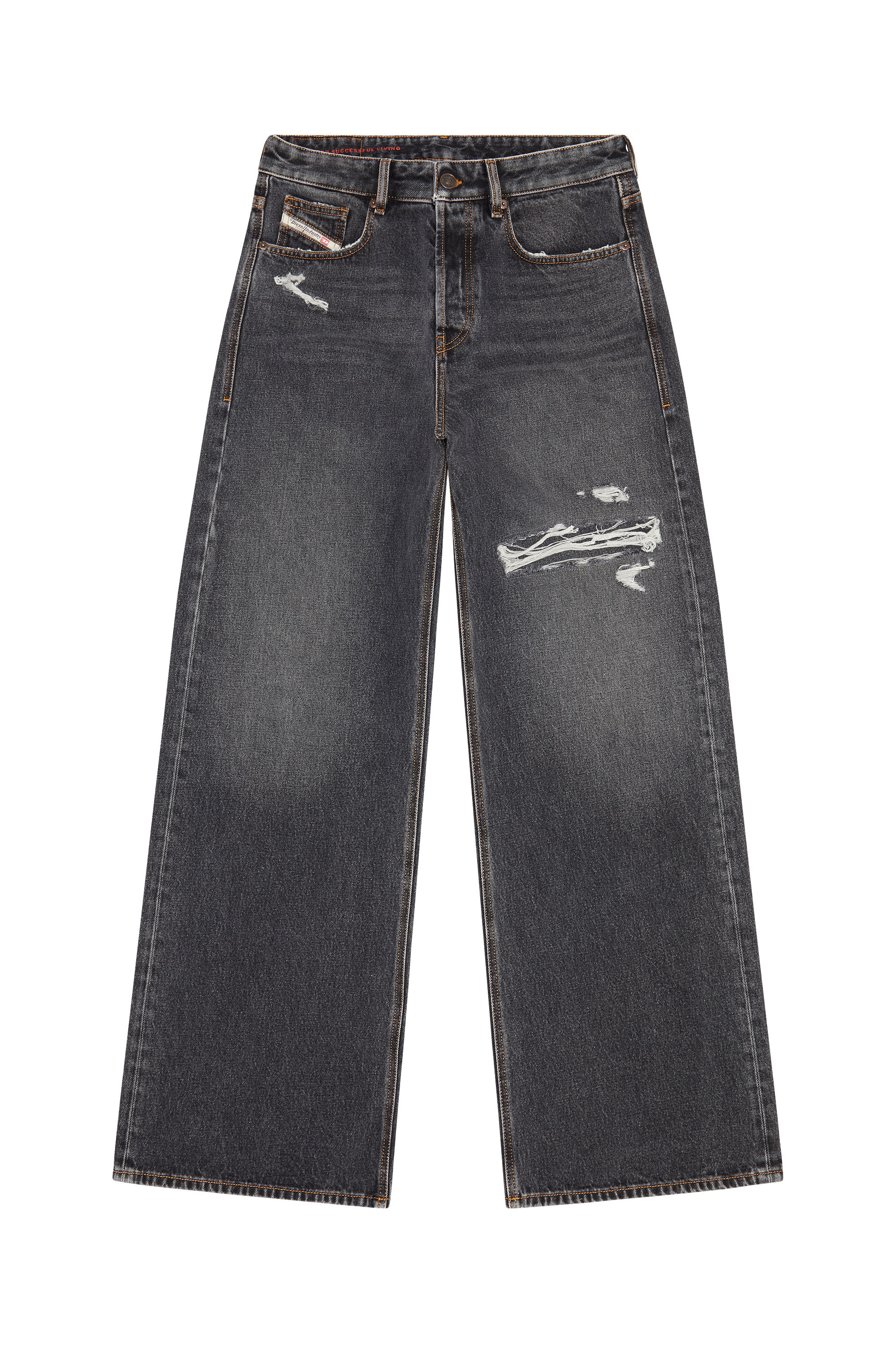 Straight Jeans D-Rise 007F6, Negro/Gris oscuro - Vaqueros
