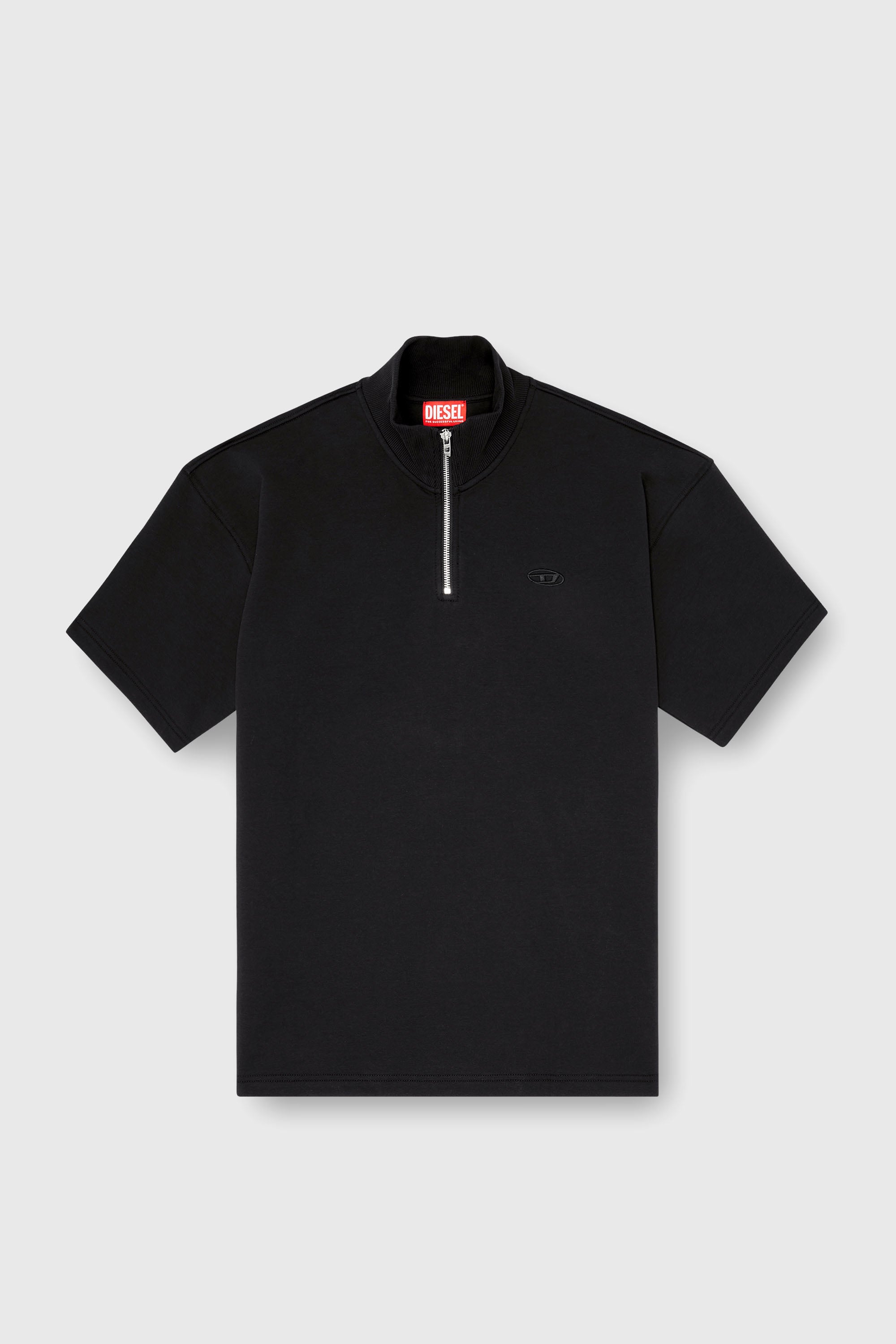 Diesel - S-CUBY, Sudadera de manga corta con media cremallera en scuba ligero Hombre in Negro - 2