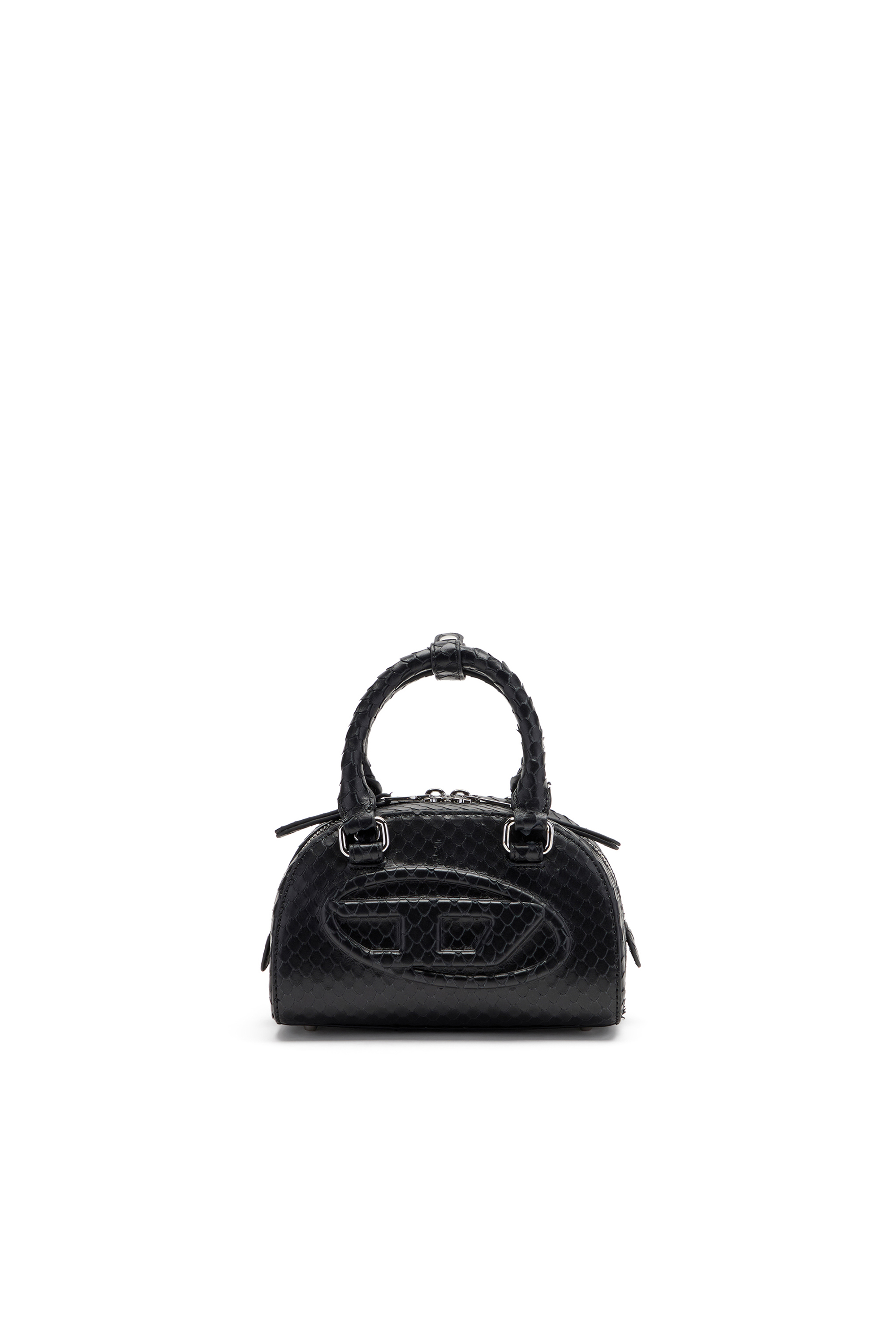 Diesel - 1DR DOME CROSSBODY, 1DR Dome-Bolso bowling mini en piel efecto serpiente Mujer in Negro - 1