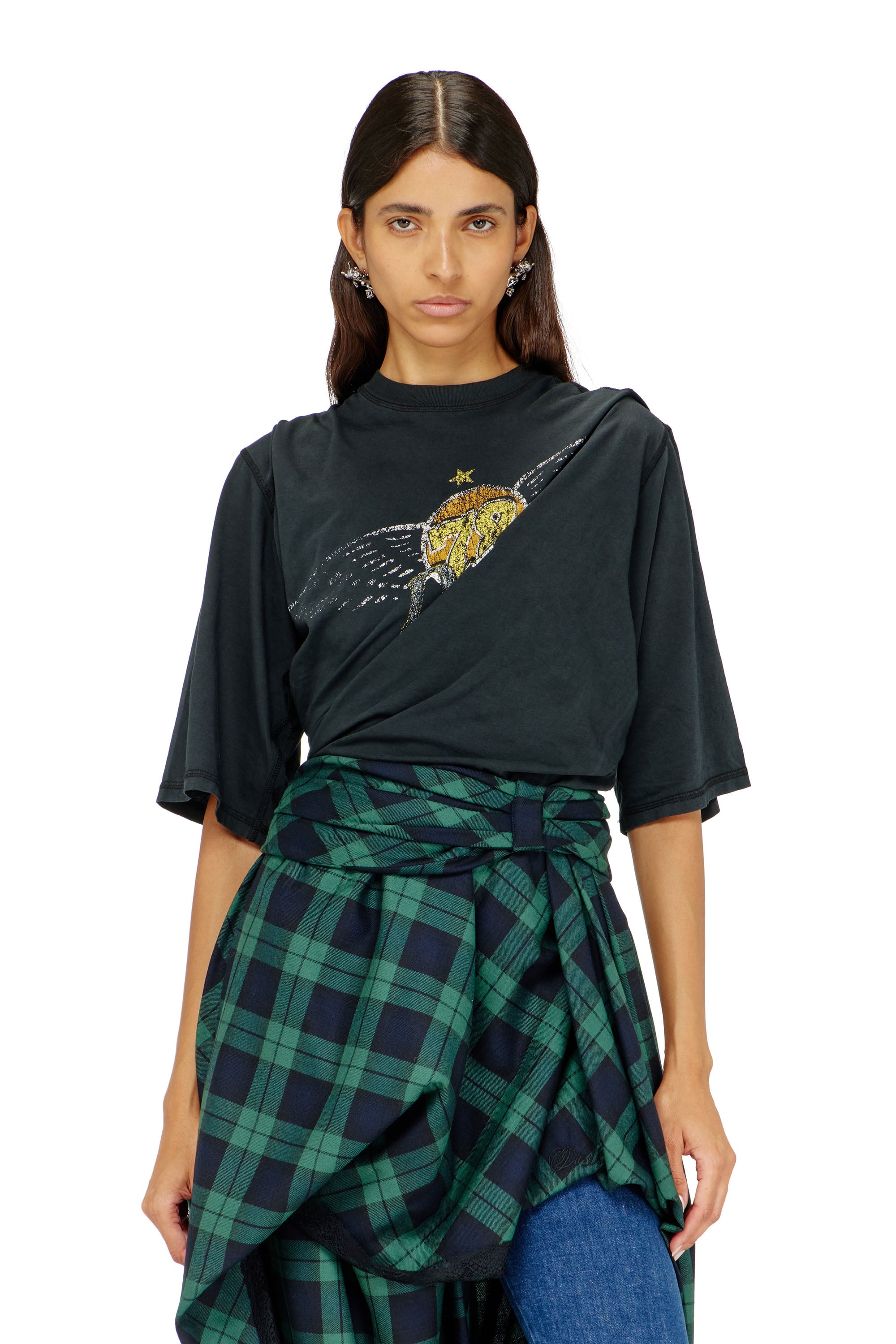 Diesel - T-MILLA-JER, Body de camiseta con gr&aacute;ficos de concierto Mujer in Negro - 1