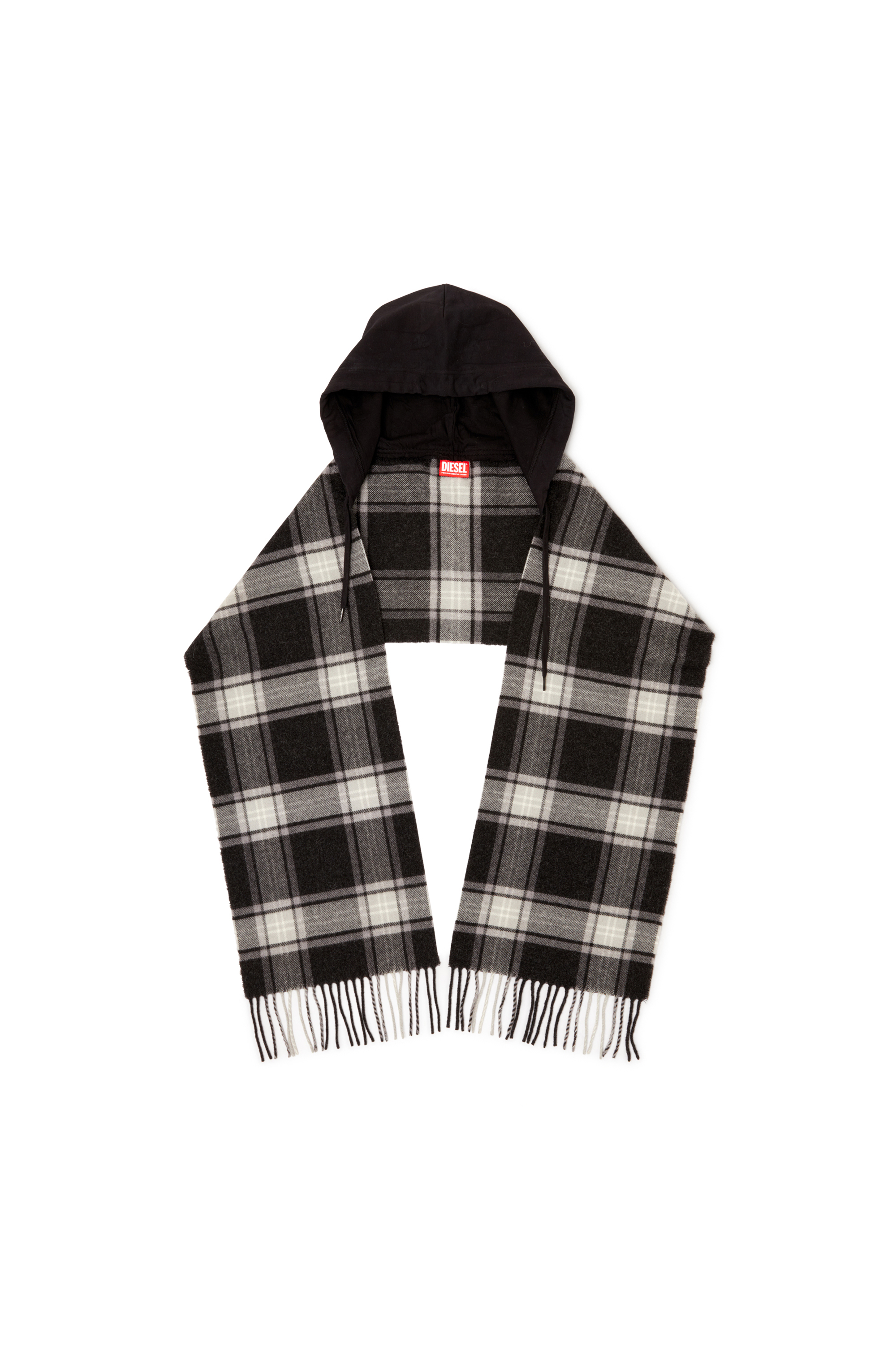 Diesel - S-CARHOOD, Bufanda con capucha de mezcla de lana con flecos Hombre in Multicolor - 1