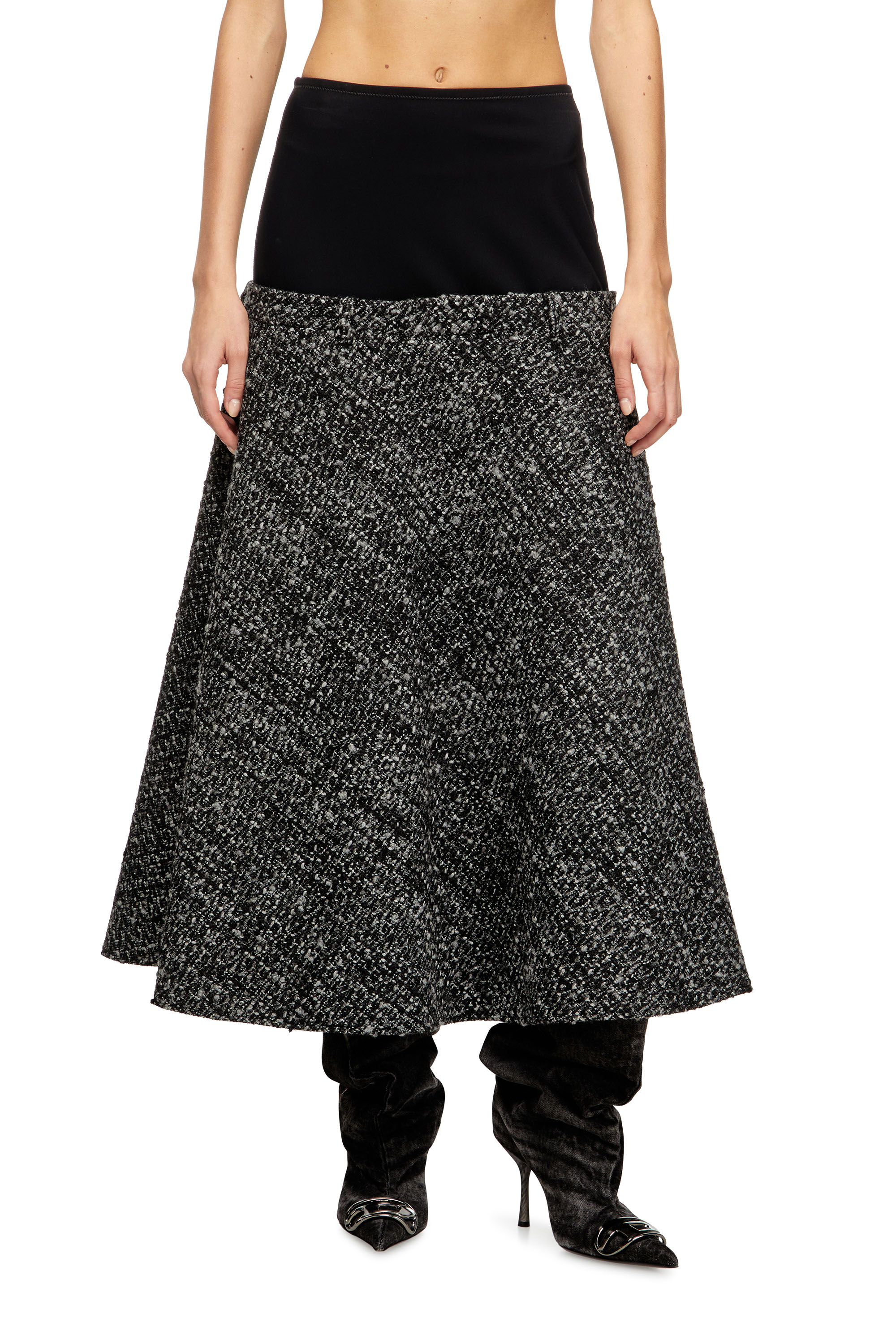 Diesel - O-GRACE, Falda bouclé con cintura elástica Mujer in Negro - 2