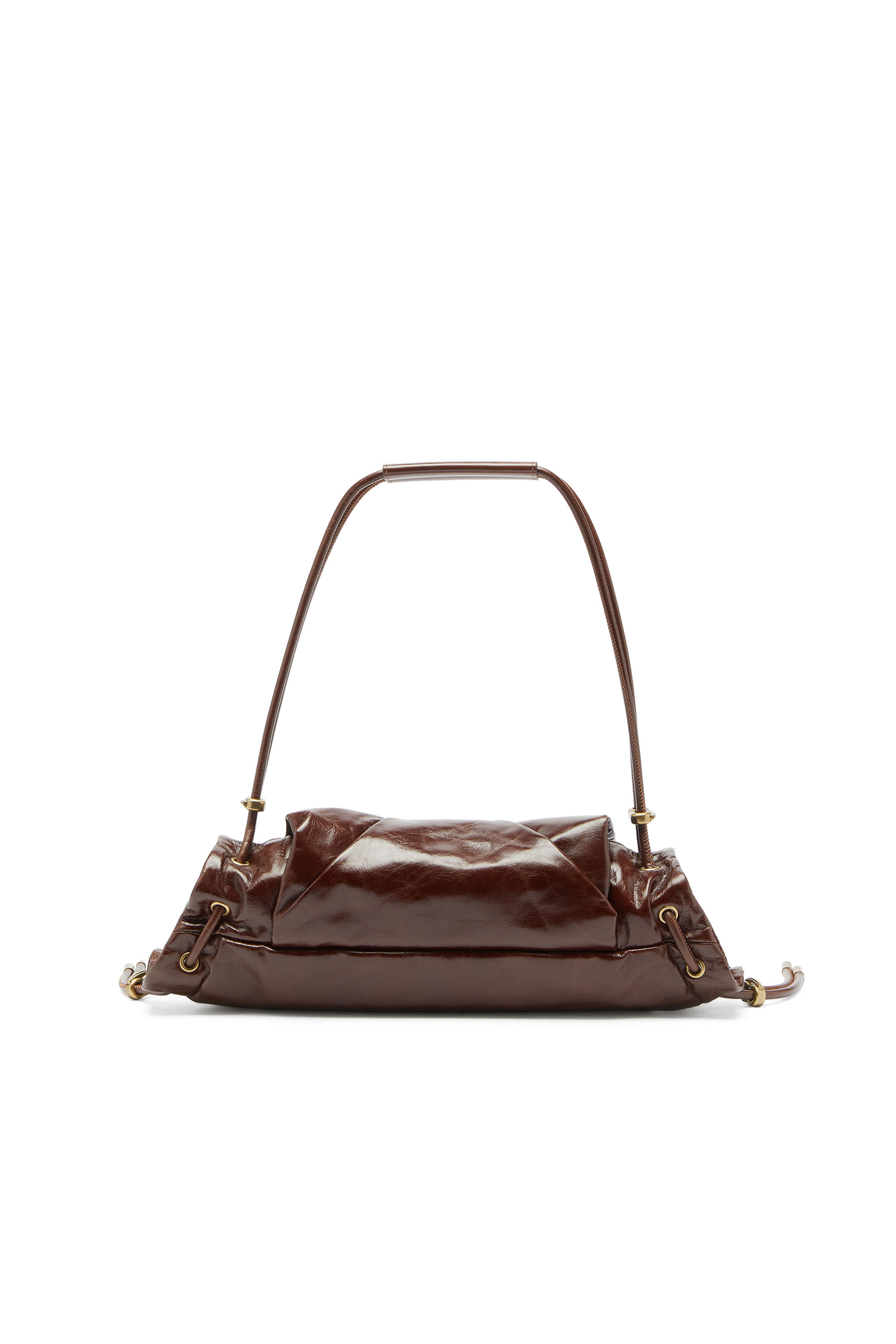 Diesel - SCRUNCH-D SHOULDER S, Scrunch-D-Bolso de hombro peque&ntilde;o de cuero arrugado Mujer in Marr&oacute;n - 2