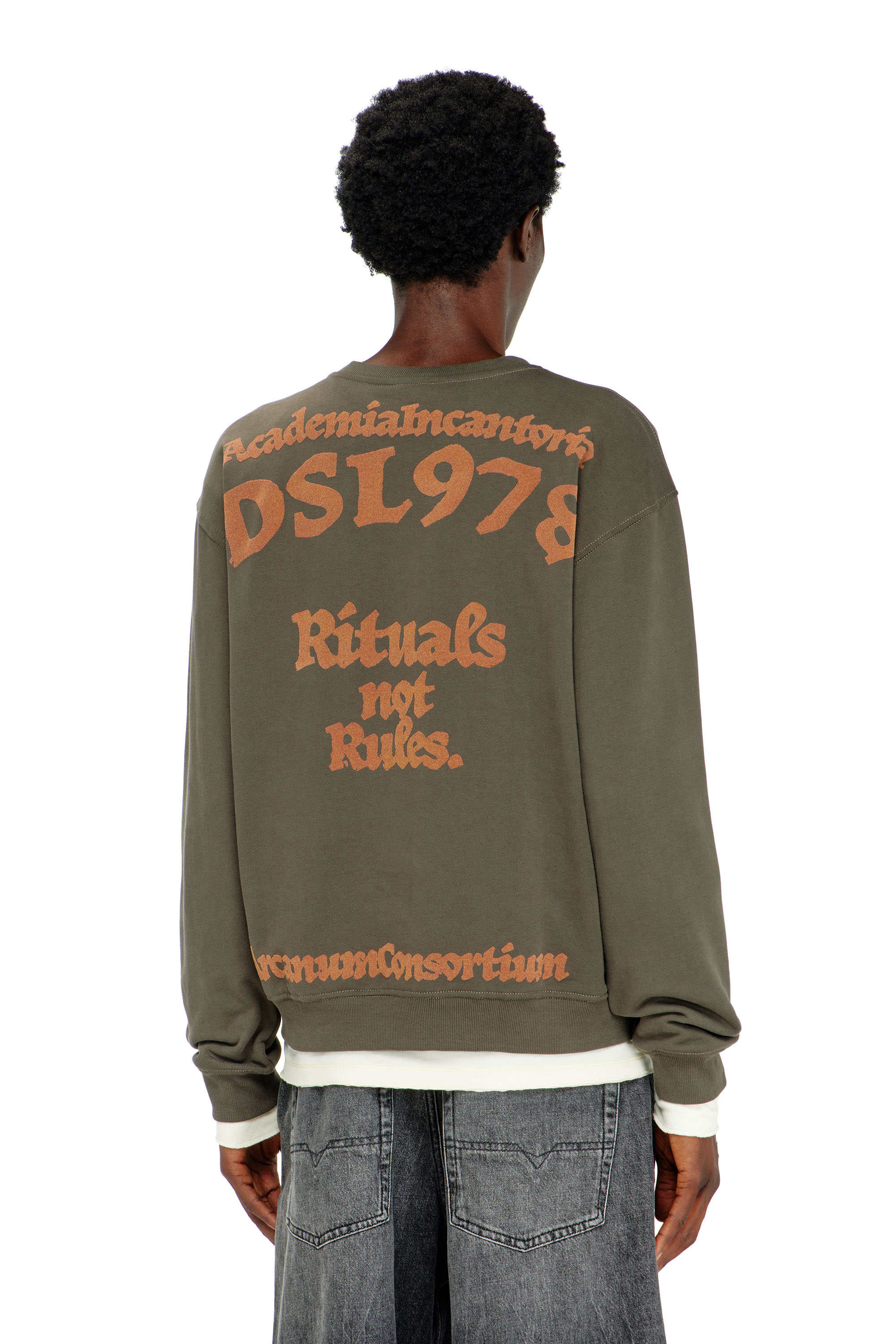 Diesel - S-NORM-AA4, Sudadera con bordado y estampado flock Hombre in Verde - 4