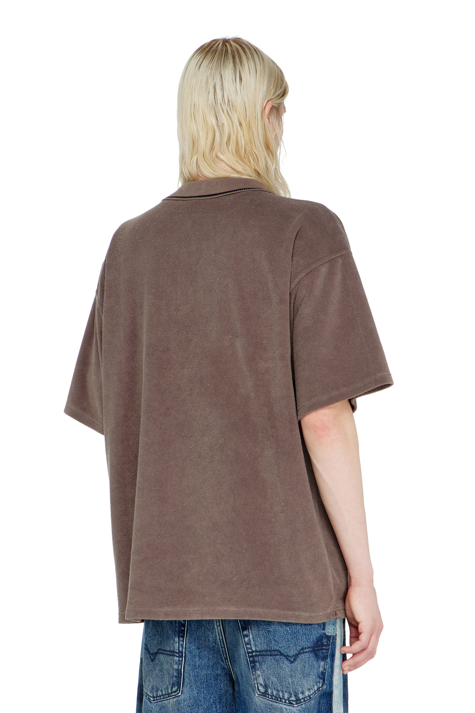 Diesel - T-SPONGY-ZIP, Man's Chenille polo shirt with shield patch in null - 4